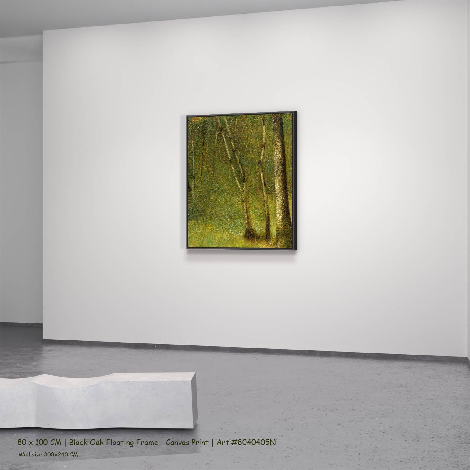The Forest at Pontaubert Landscape canvas wall art in a black oak floating frame, 80 × 100 cm