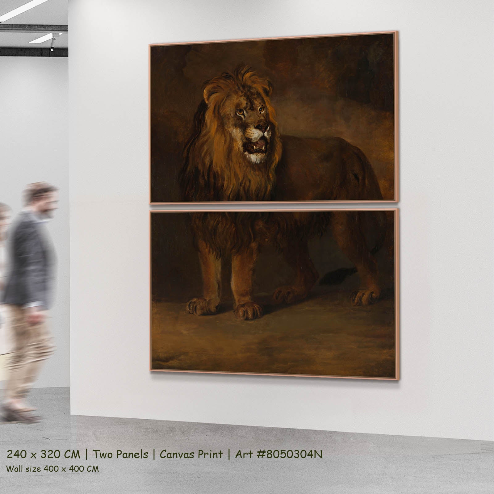 A Lion from the Menagerie of King Louis Napoleon Wildlife two-panel canvas wall art set, 240 × 320 cm
