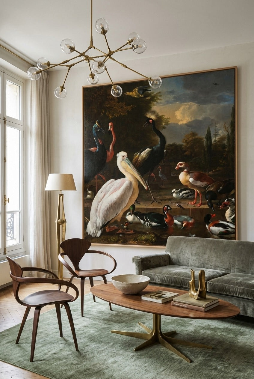 Melchior d'Hondecoeter by Melchior d'Hondecoeter — large brown and black canvas art displayed on a wall