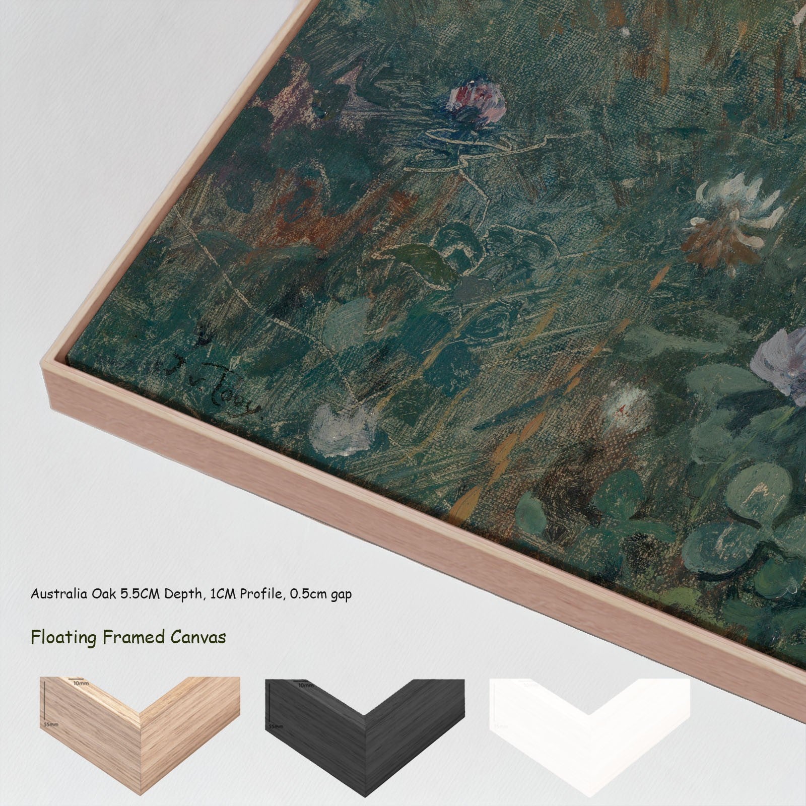 Blooming Clover canvas wall art with floating frame options