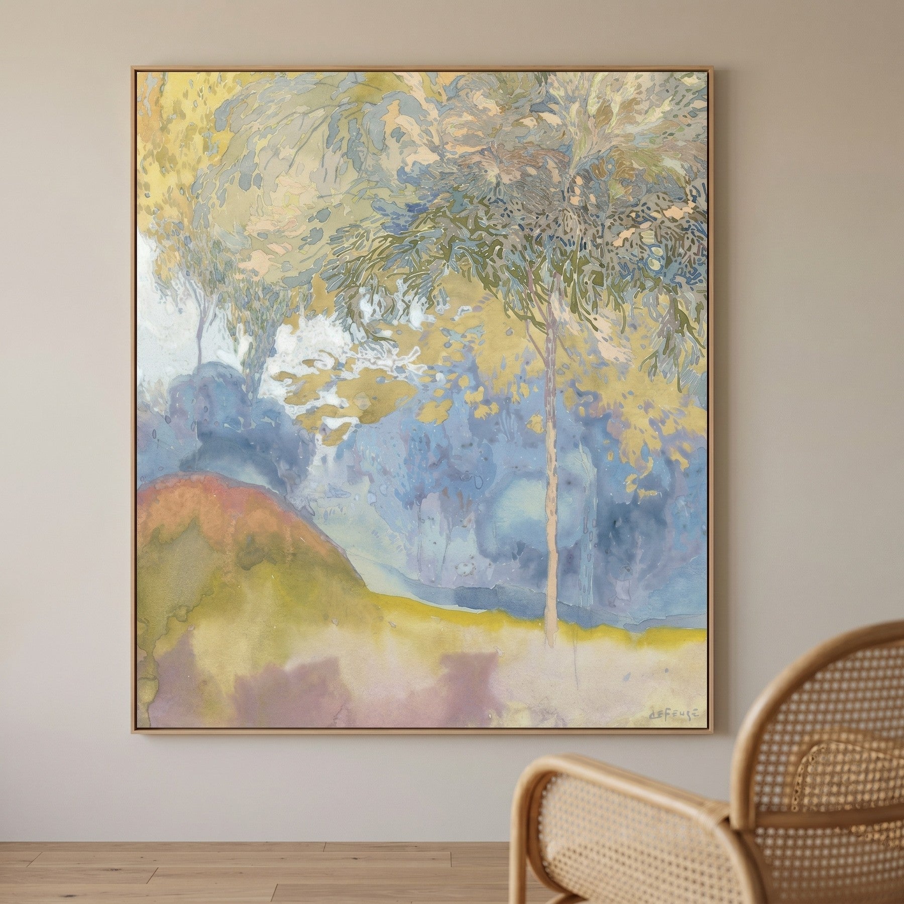 Wooded Landscape Tall Forest Landscape canvas wall art framed and hung on a wall by Georges de Feure