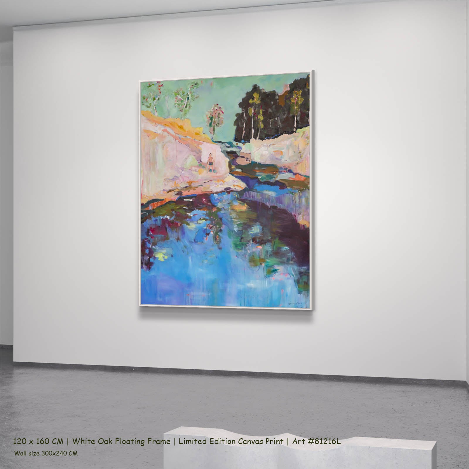 Find a Way Abstract canvas wall art in a white oak floating frame, 120 × 160 cm