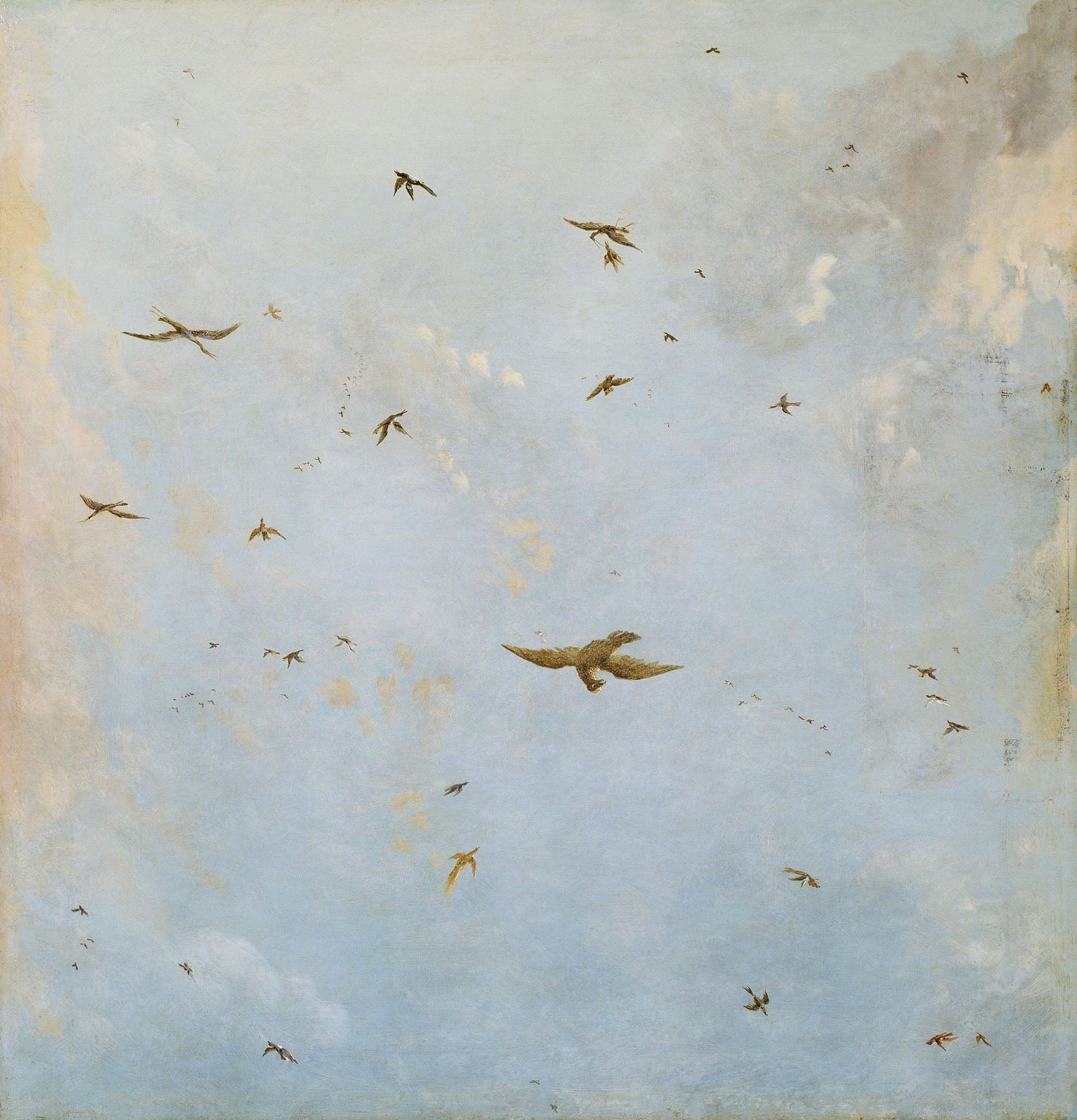 Ceiling of a Cloudy Sky with Birds — Tall Sky & Clouds canvas wall art by attributed to Nicolaes Piemont