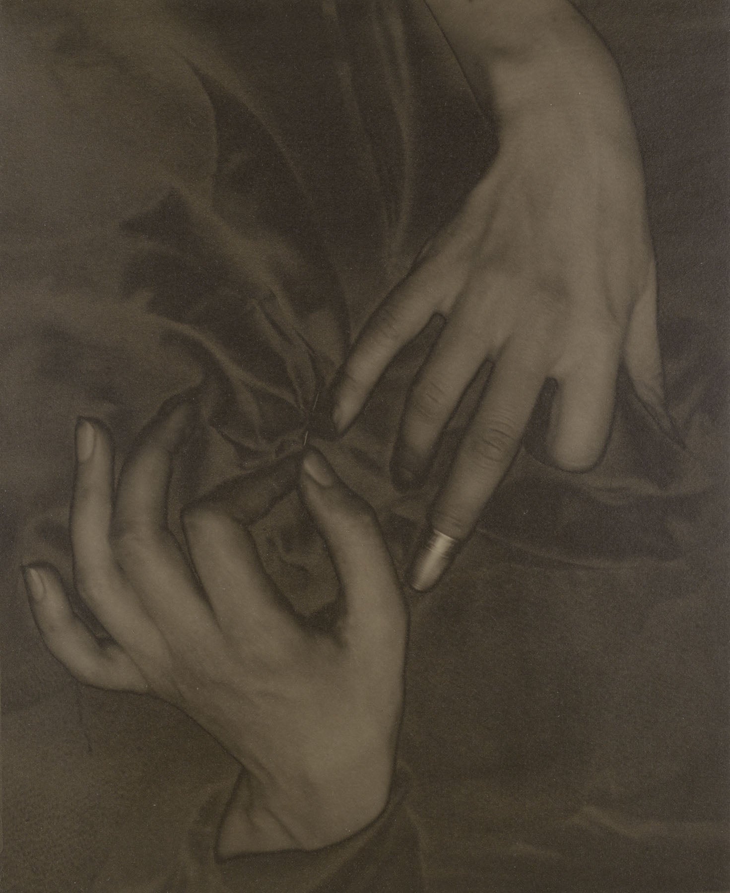 Georgia O'Keeffe — Hands and Thimble — Tall Portrait Photography canvas wall art by Alfred Stieglitz
