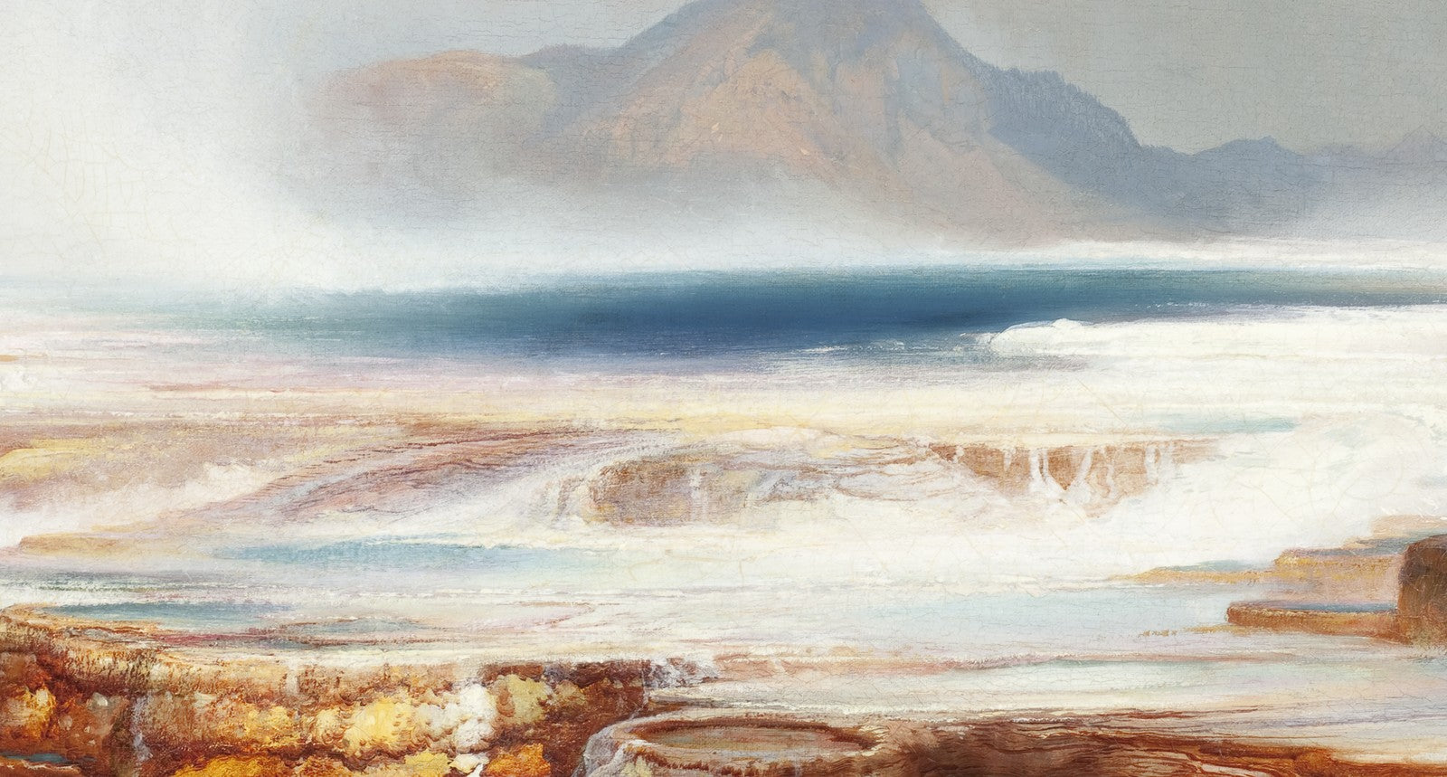 Hot Springs of the Yellowstone canvas — close-up detail of the framed canvas print