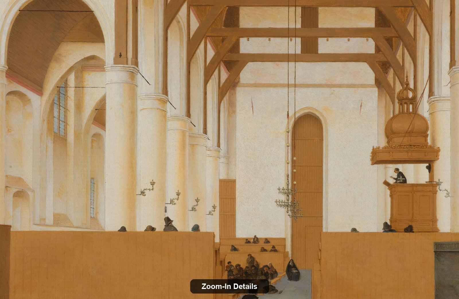 Interior of the Sint Odulphuskerk, Assendelft canvas — close-up detail of the framed canvas print