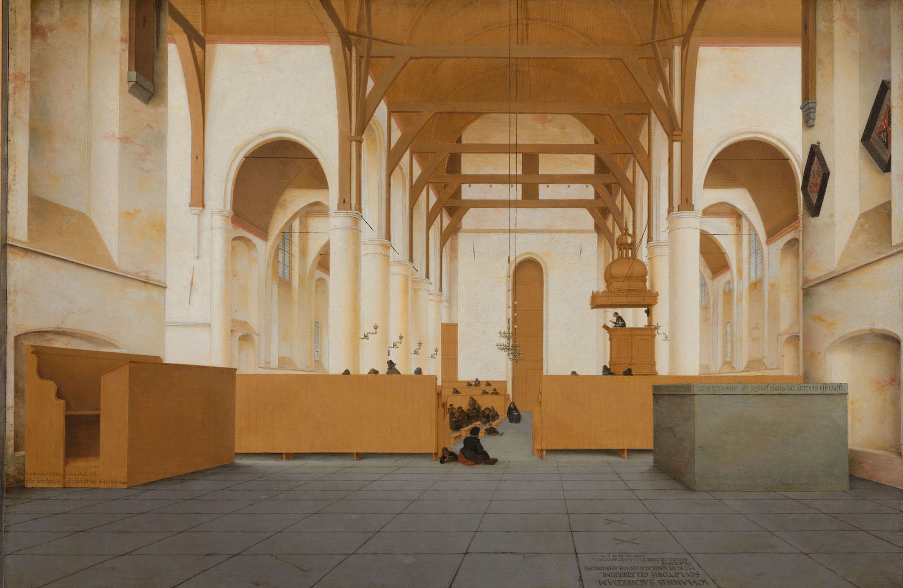 Interior of the Sint Odulphuskerk, Assendelft — Large Architecture canvas wall art by Pieter Jansz Saenredam