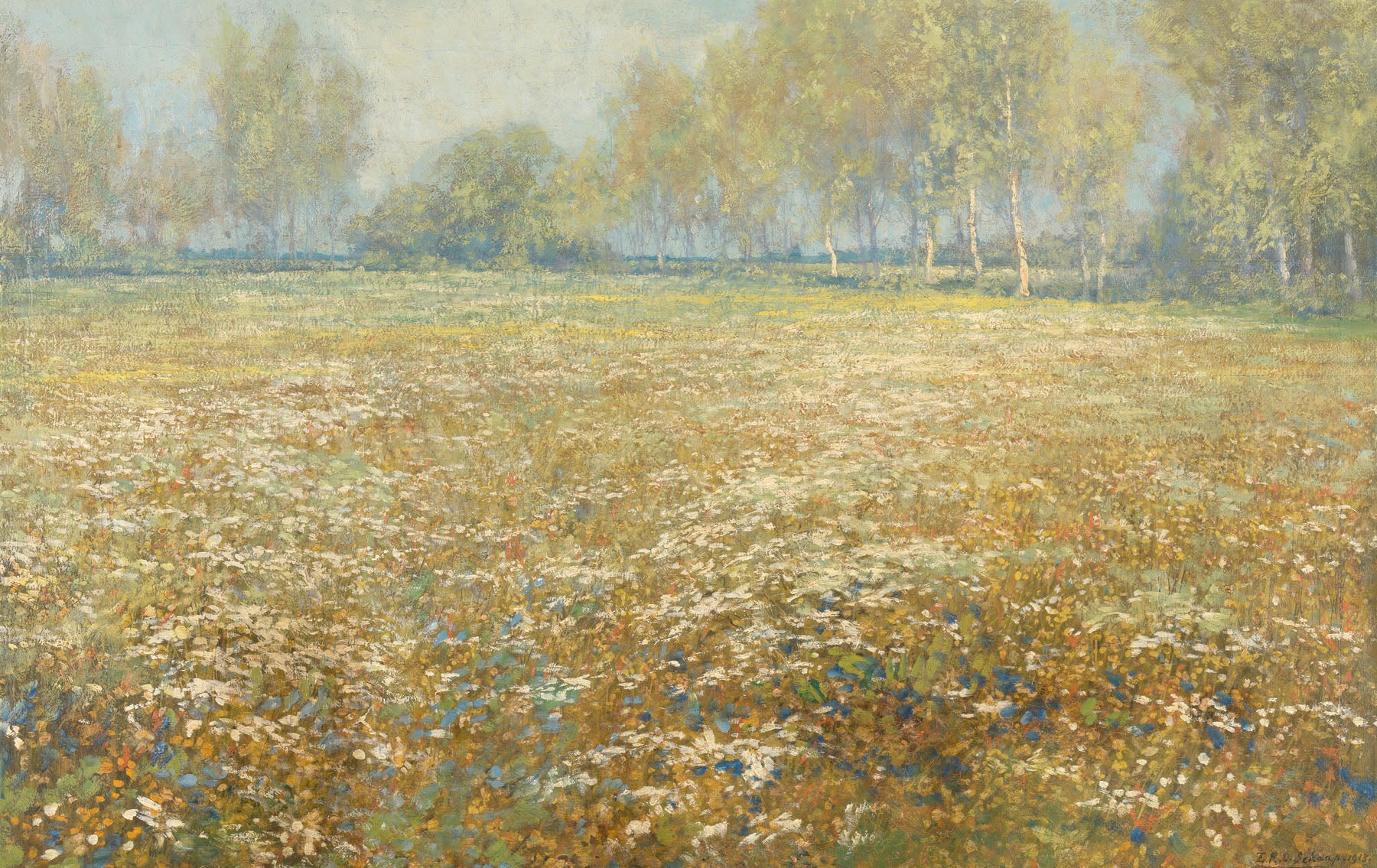 Meadow in Bloom — Large Floral Meadow canvas wall art by Egbert Rubertus Derk Schaap