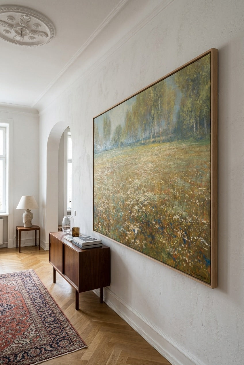 Egbert R.D. Schaap by Egbert Rubertus Derk Schaap — large yellow and green Impressionist canvas art displayed on a wall
