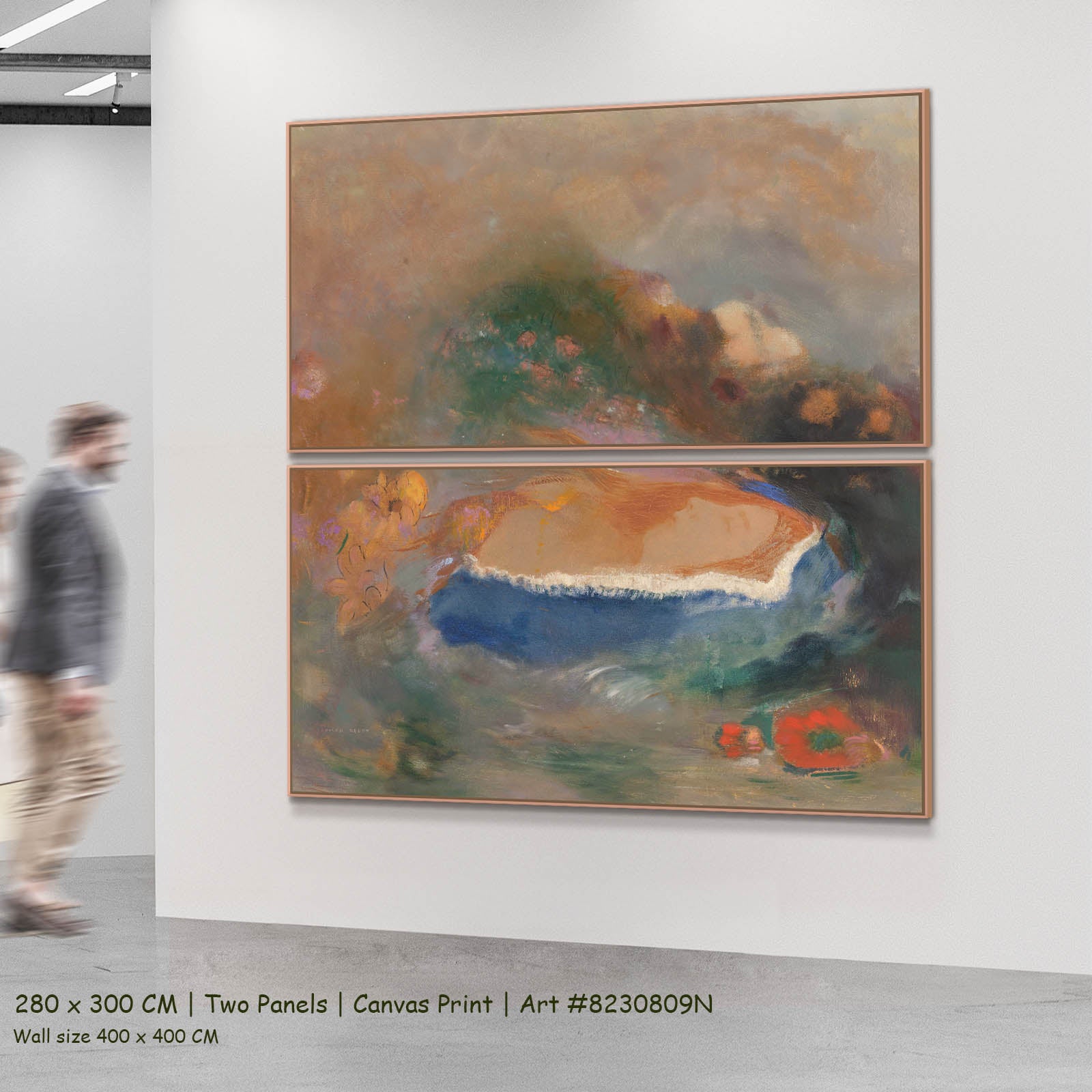 Ophelia with a Blue Wimple Figure two-panel canvas wall art set, 280 × 300 cm