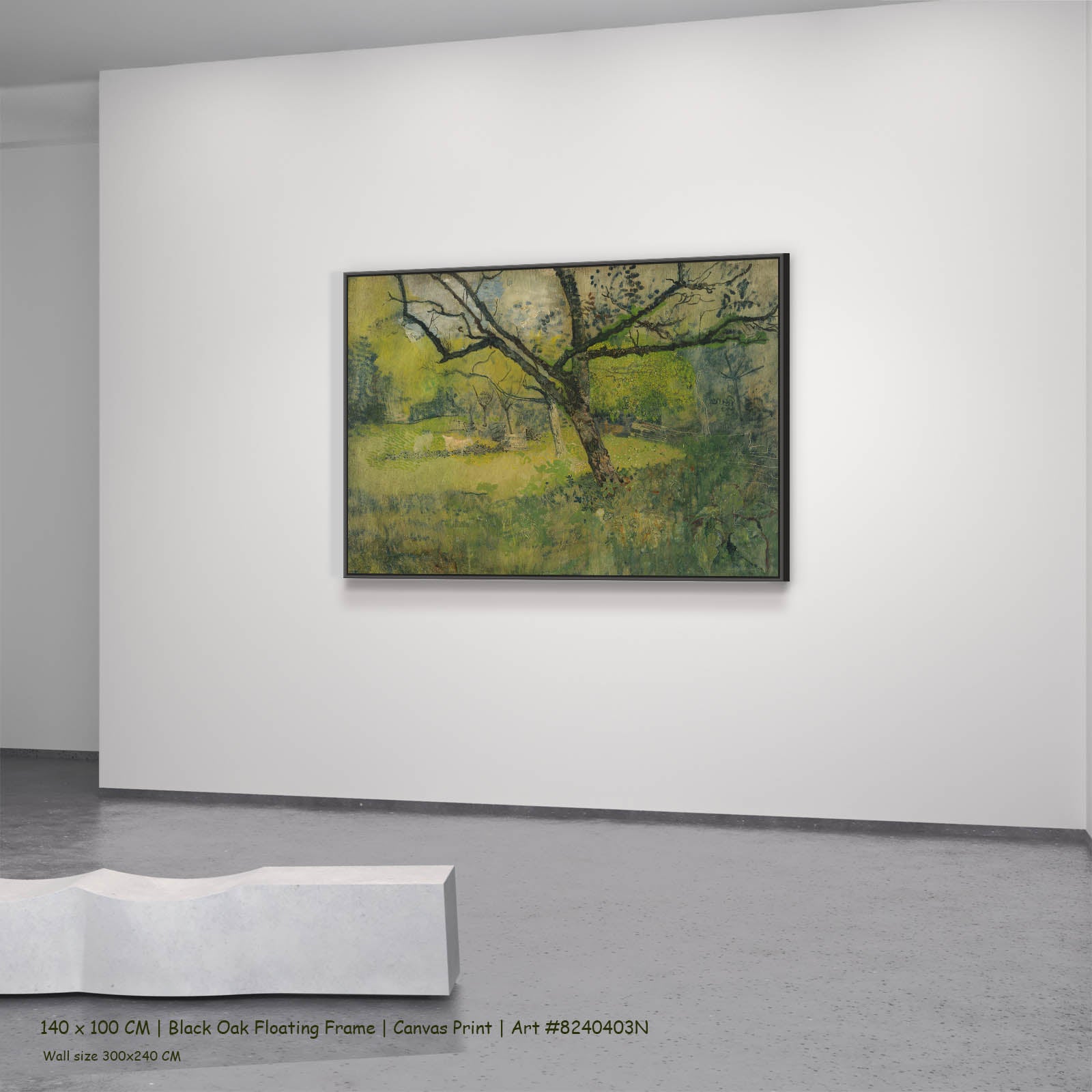 Orchard at Eemnes Landscape canvas wall art in a black oak floating frame, 140 × 100 cm