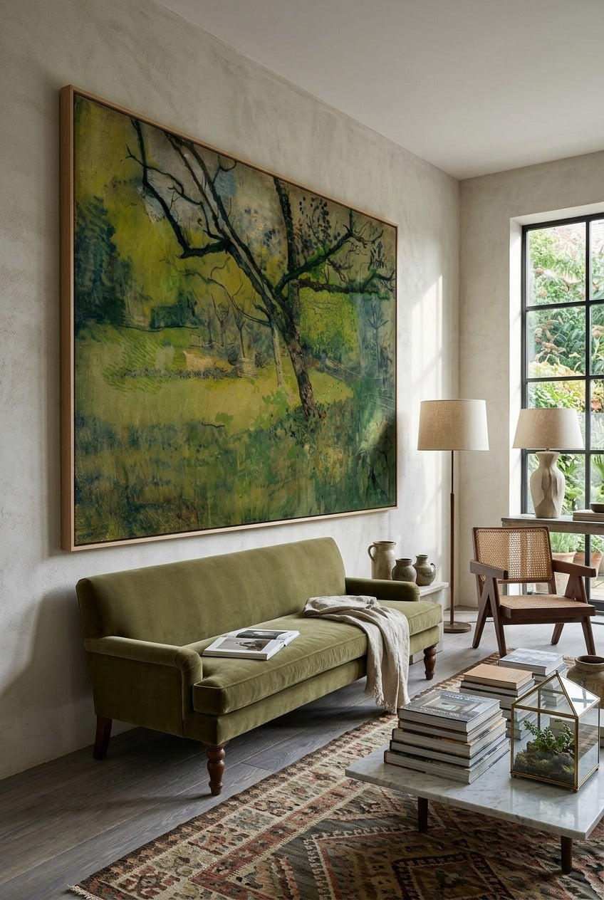 R.N. Roland Holst by Richard Nicolaus Roland Holst — large green and olive Landscape canvas art displayed on a wall