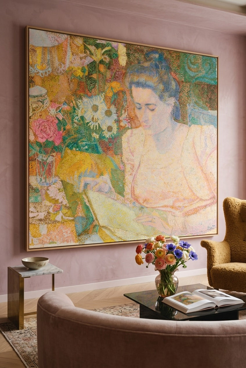 Jan Toorop by Jan Toorop — large yellow and white Symbolist canvas art displayed on a wall