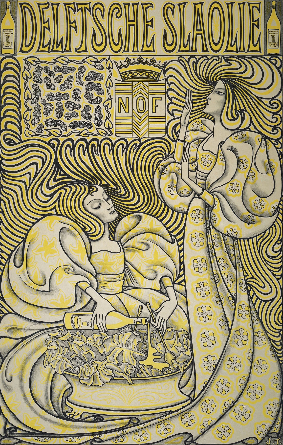 Delftsche Slaolie (Delft Salad Oil Poster) — Tall Art Nouveau canvas wall art by Jan Toorop