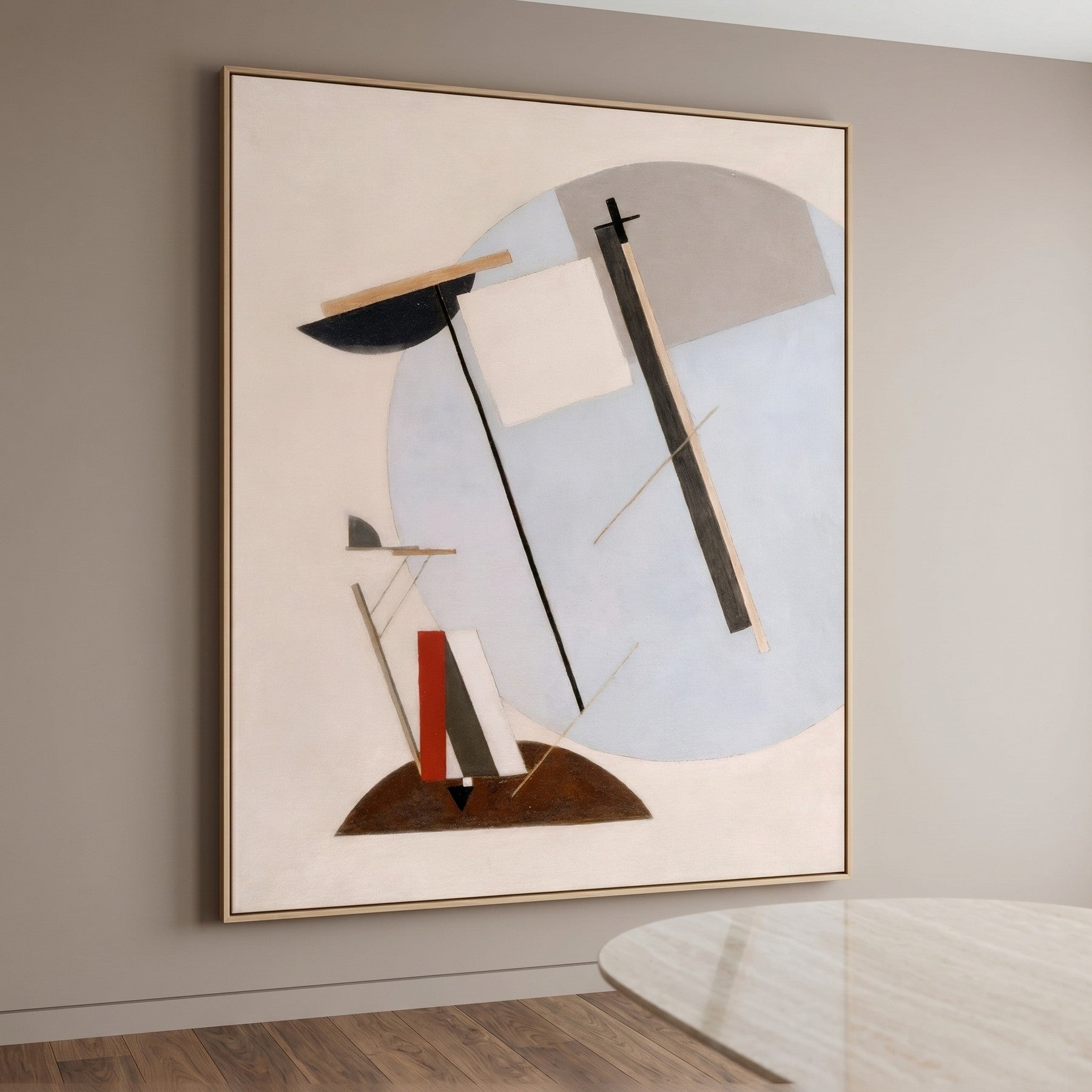 Proun 3A Tall Abstract canvas wall art framed and hung on a wall by El Lissitzky