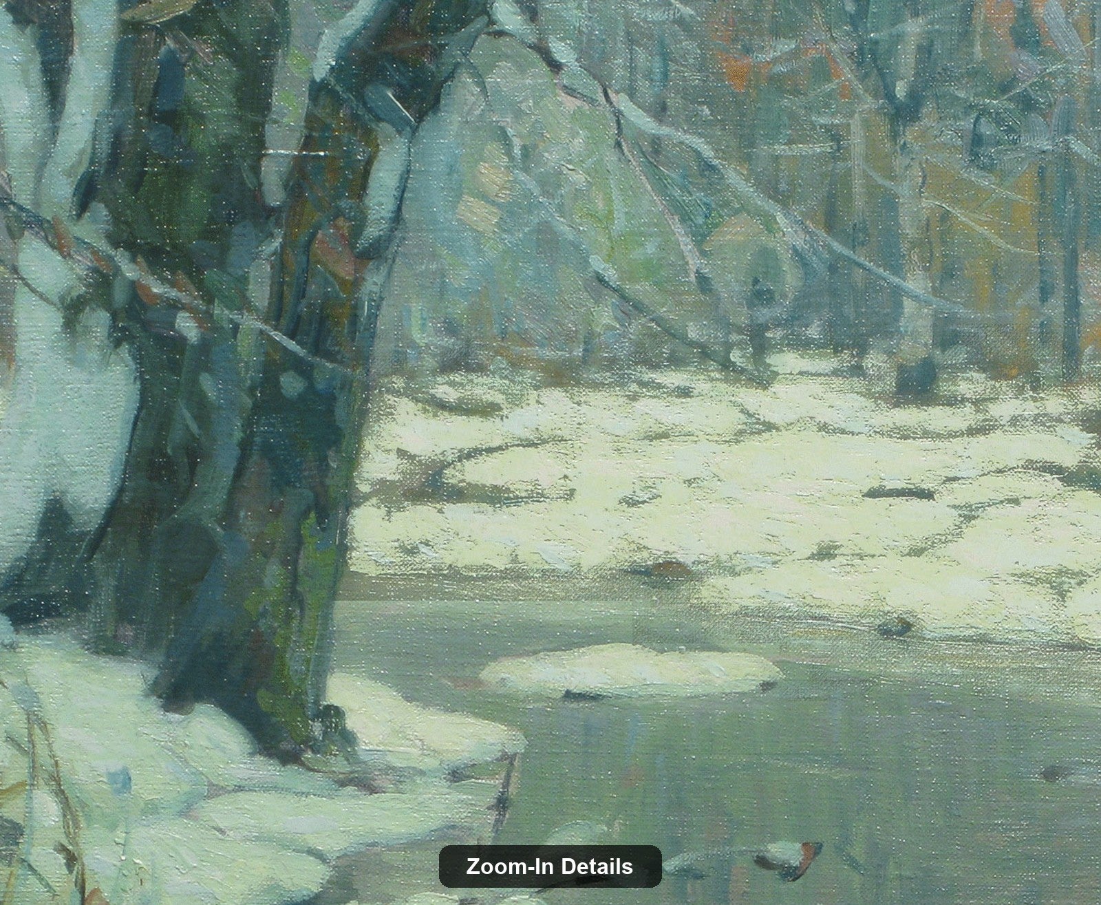 Silvered Brook canvas — close-up detail of the framed canvas print
