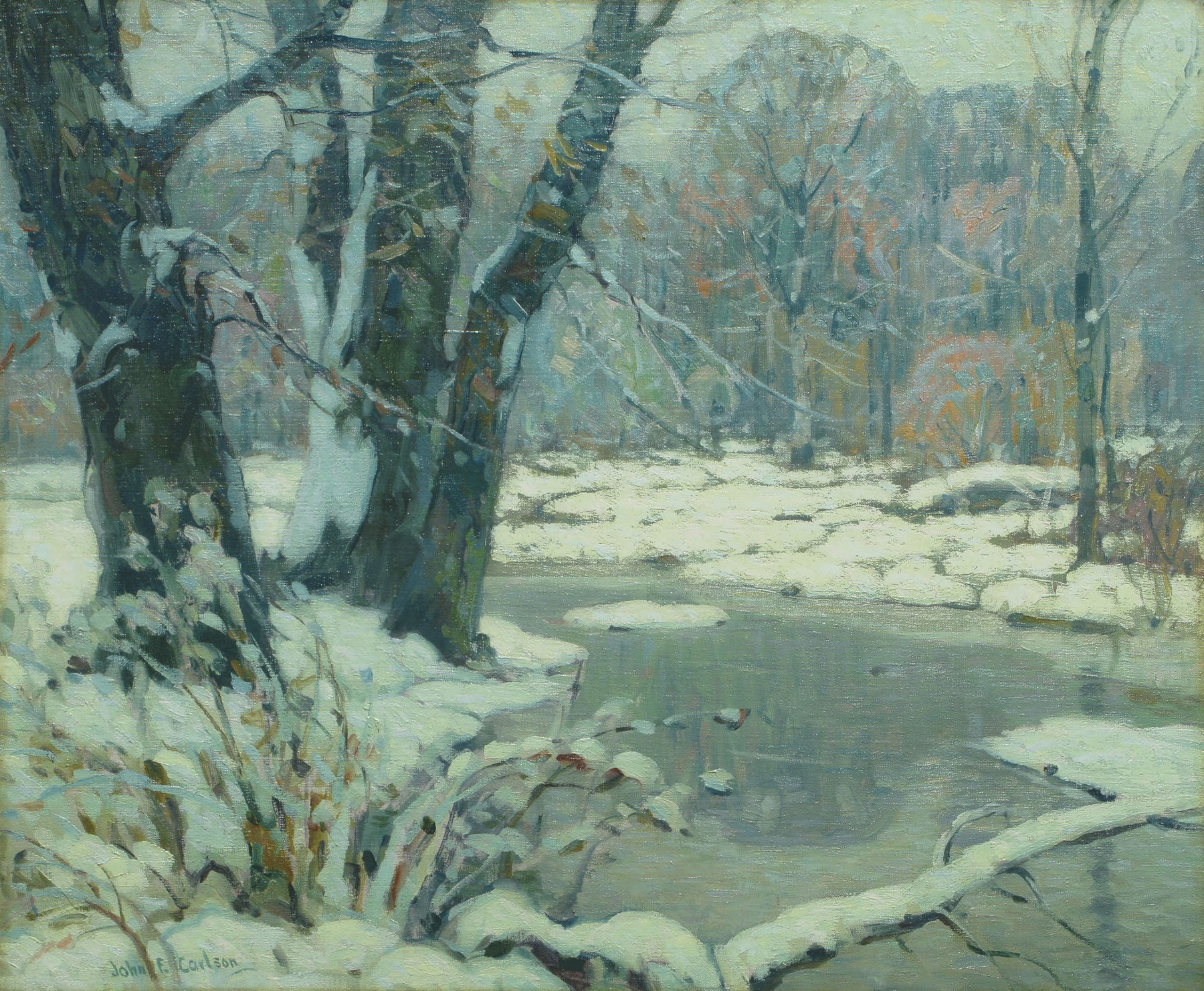 Silvered Brook — Large Winter Landscape canvas wall art by John F. Carlson