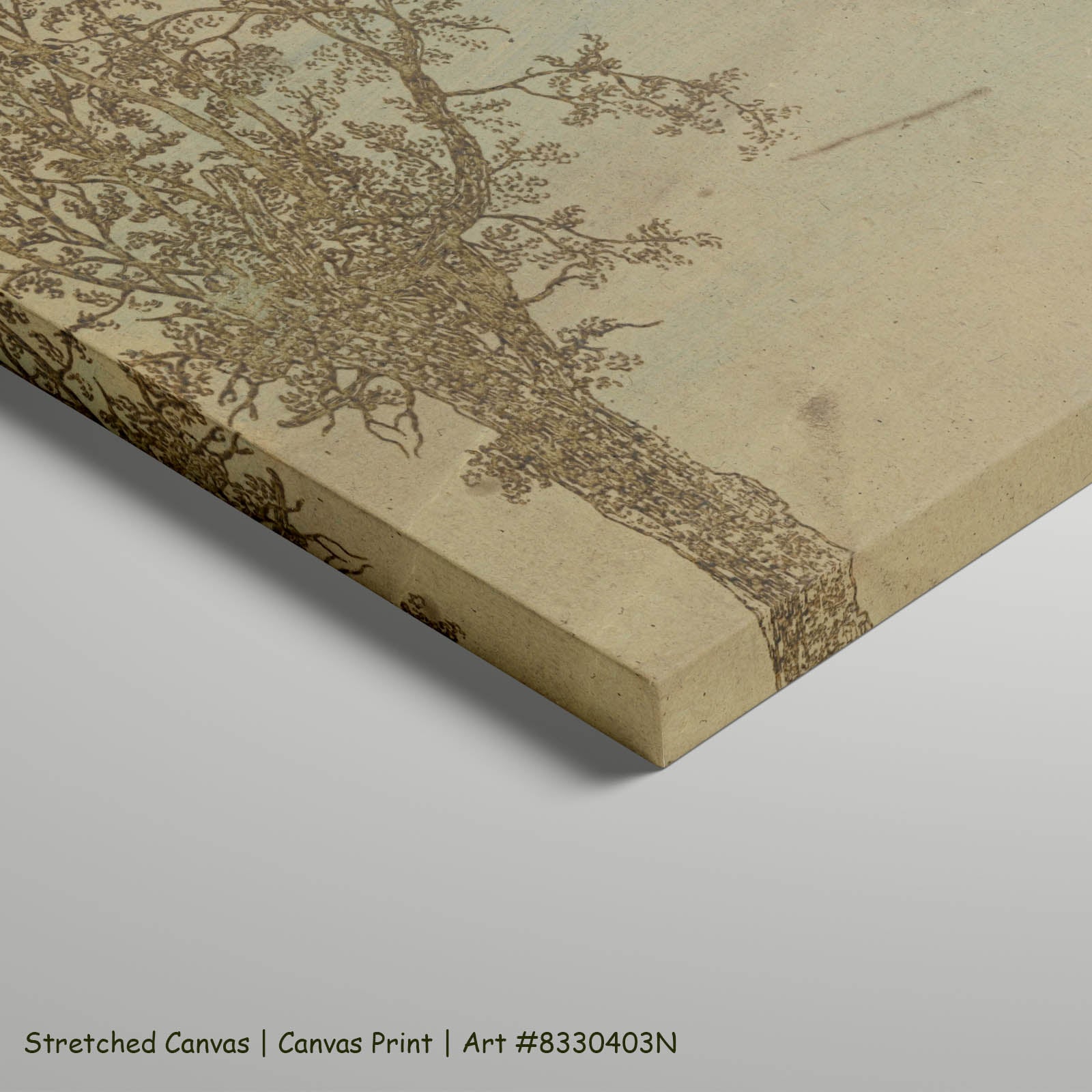 Two Trees: An Alder and an Ash Line-Art art on stretched canvas