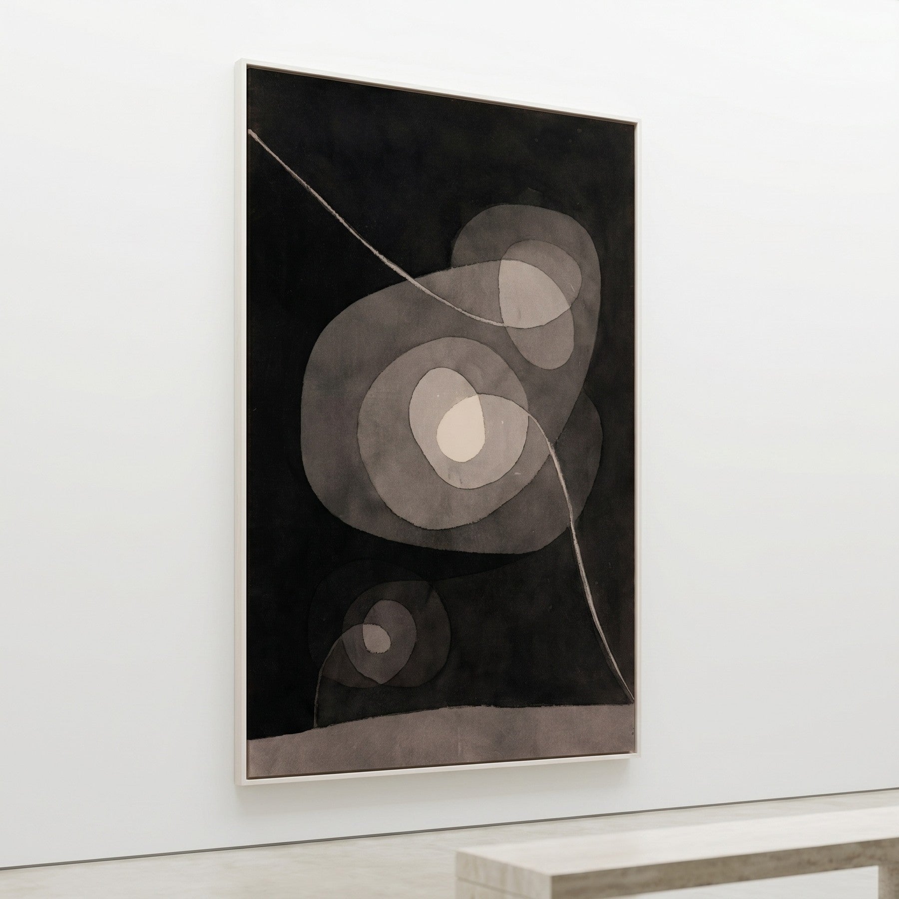 Spiral Screw Flowers II Tall Abstract canvas wall art framed and hung on a wall by Paul Klee