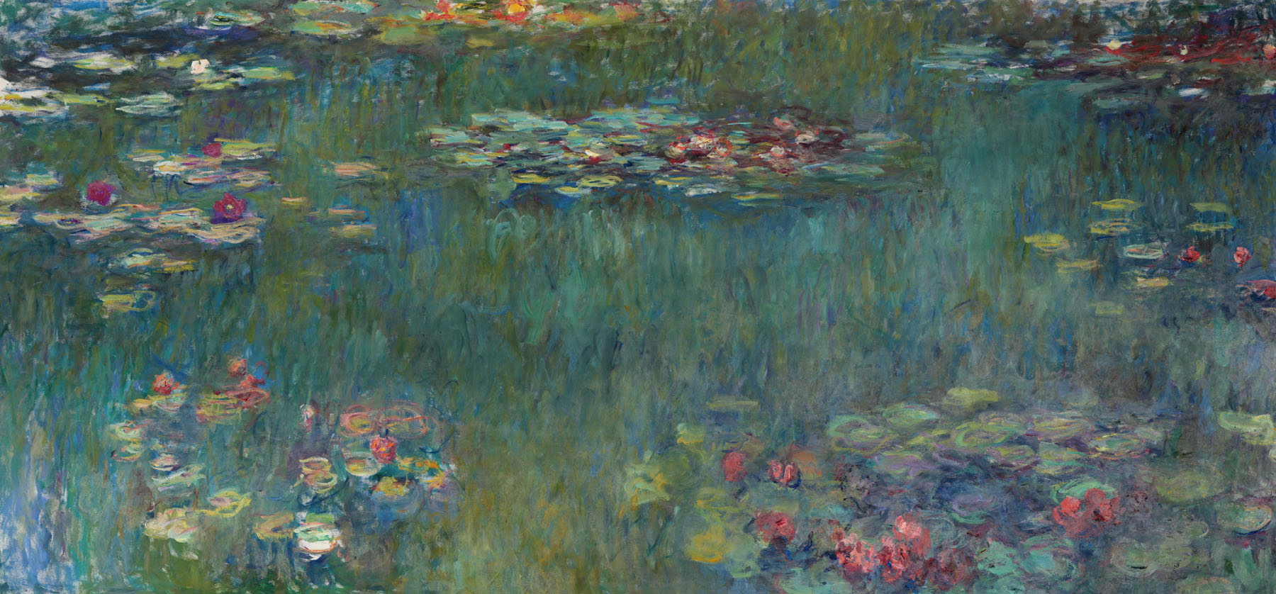 Water Lilies (Panoramic) — Panoramic Floral canvas wall art by Claude Monet