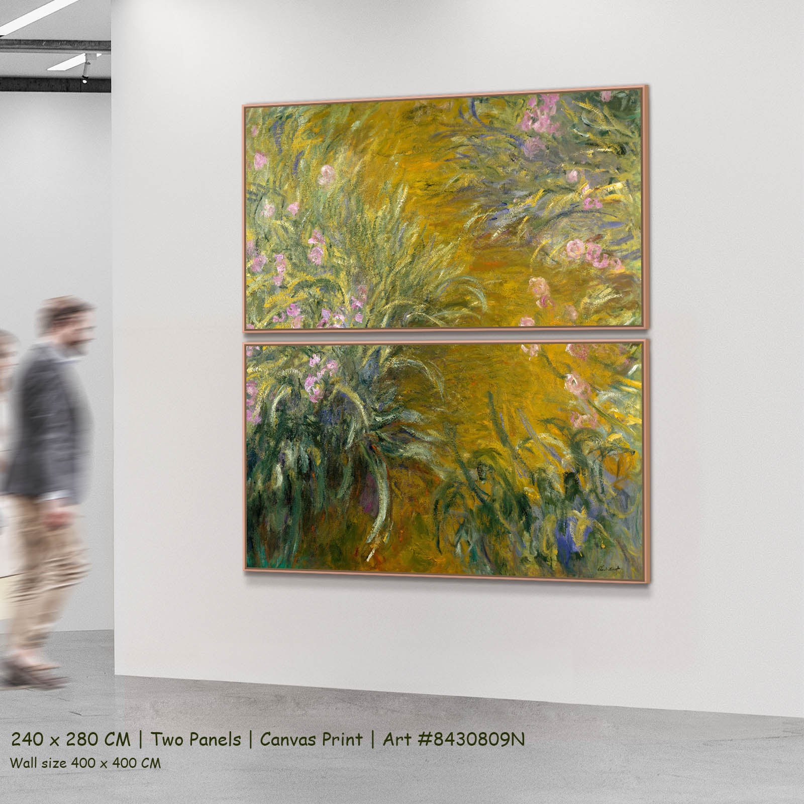 Path through the Irises Floral two-panel canvas wall art set, 240 × 280 cm