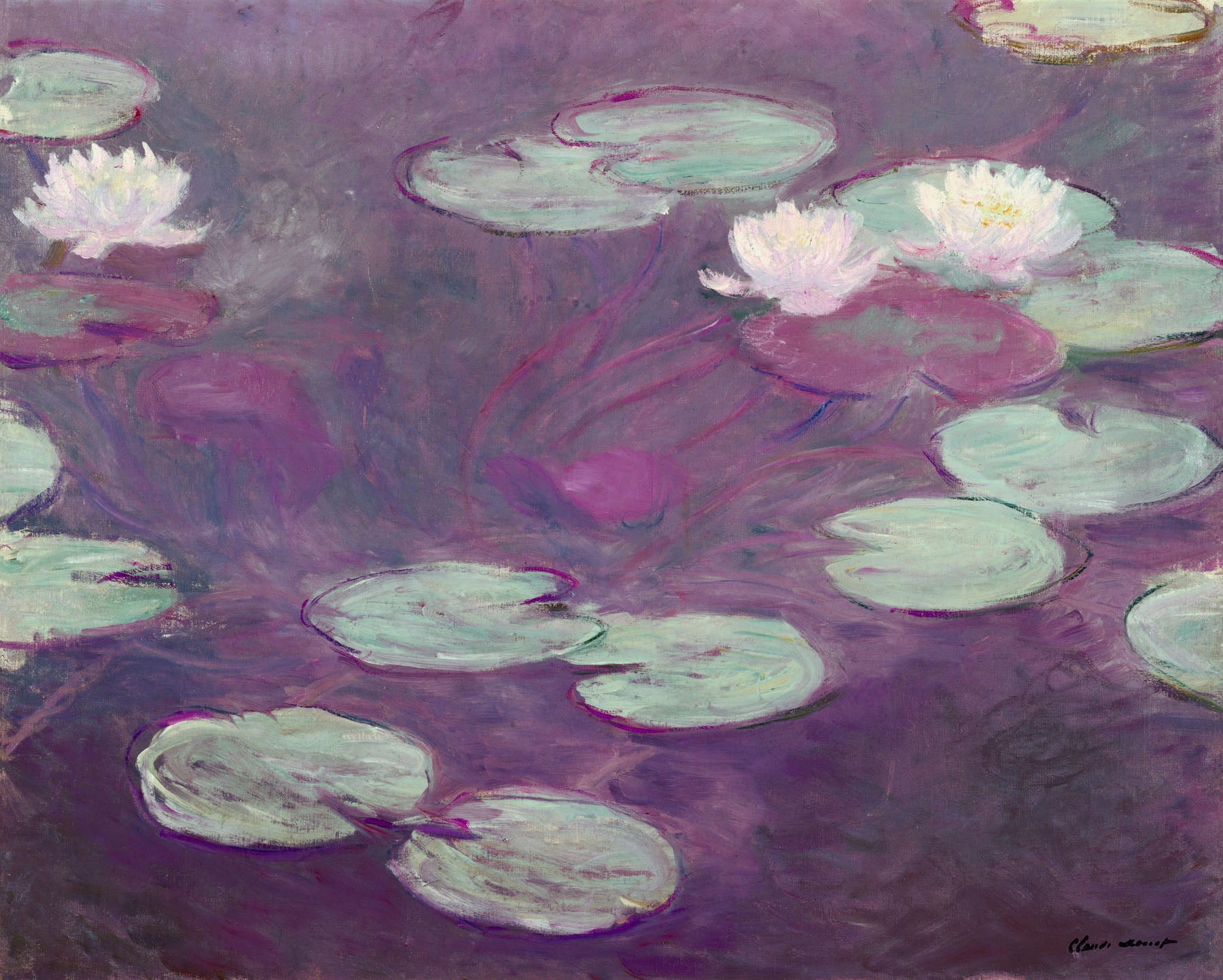 Water Lilies (Nymphéas) — Oversized Floral canvas wall art by Claude Monet