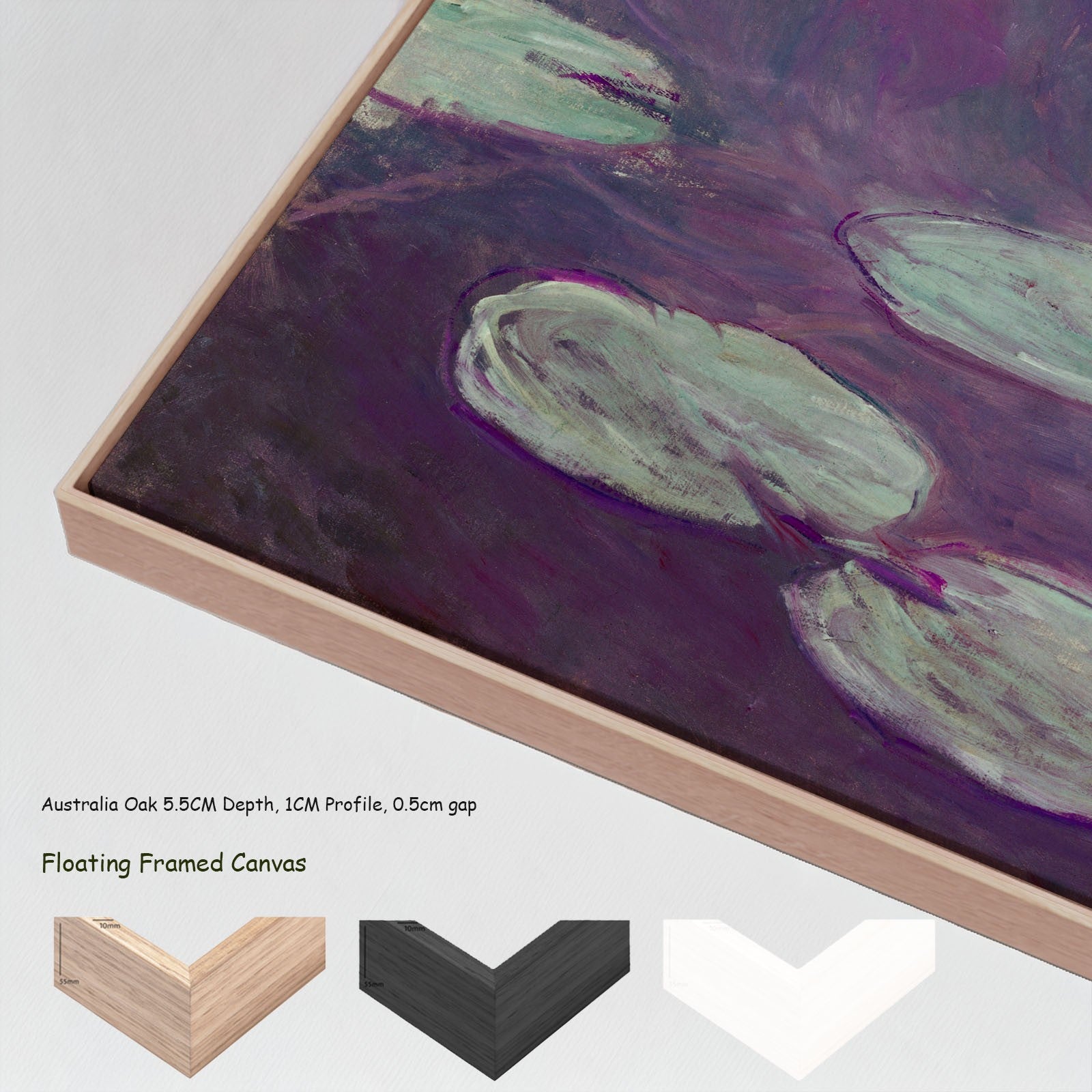 Water Lilies (Nymphéas) canvas wall art with floating frame options