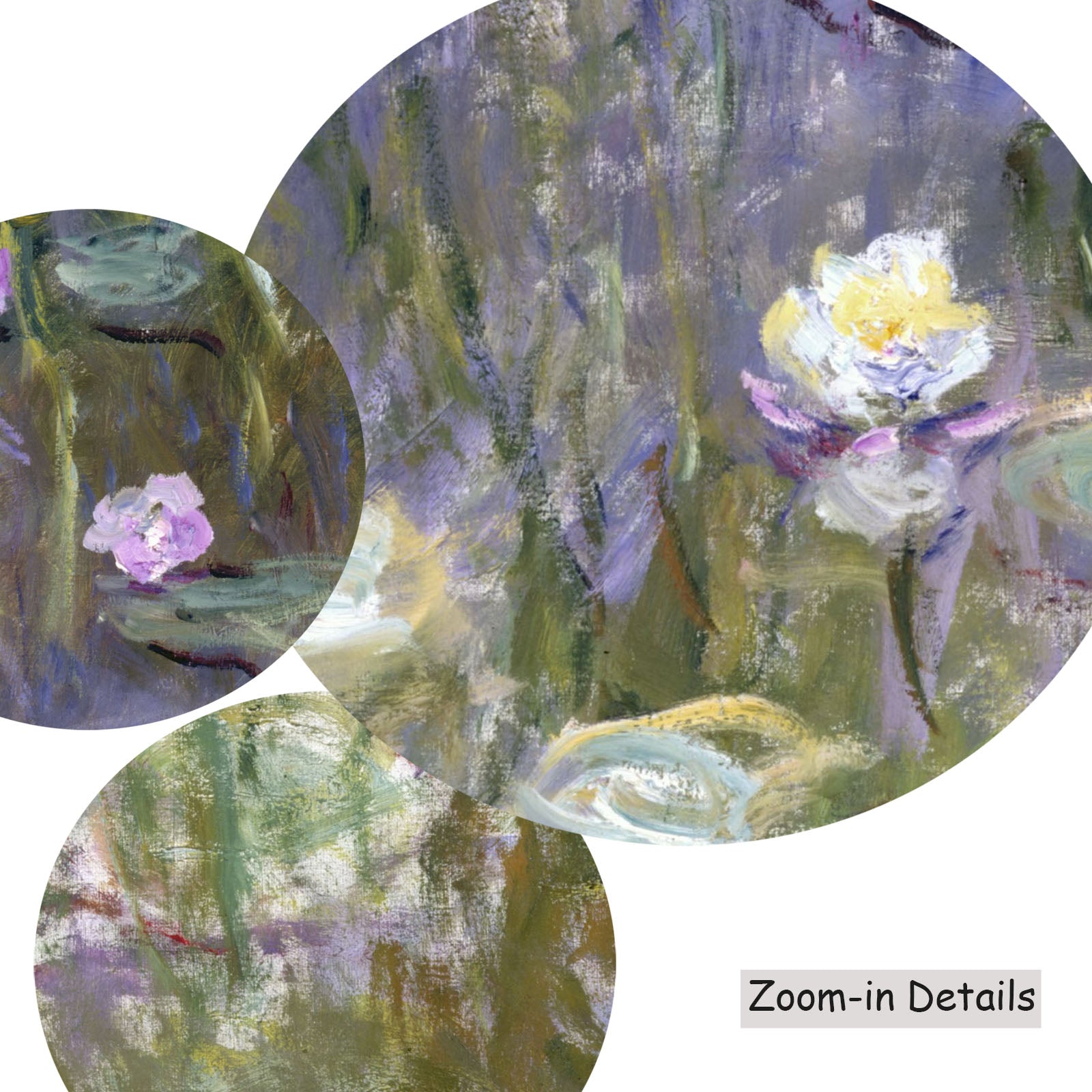 Water Lilies (Square Composition) canvas — close-up detail of the framed canvas print