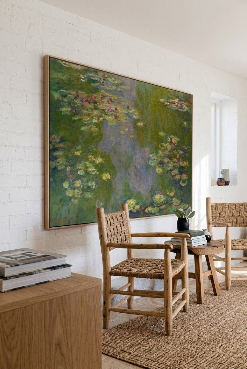 Claude Monet by Claude Monet — large green and olive Impressionist canvas art displayed on a wall