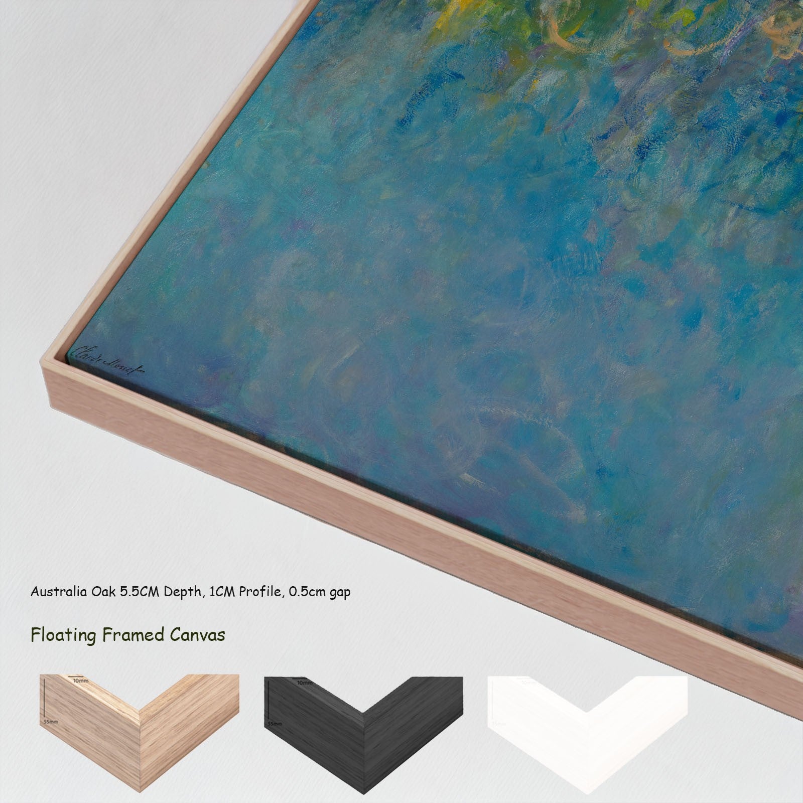 Wisteria canvas wall art with floating frame options