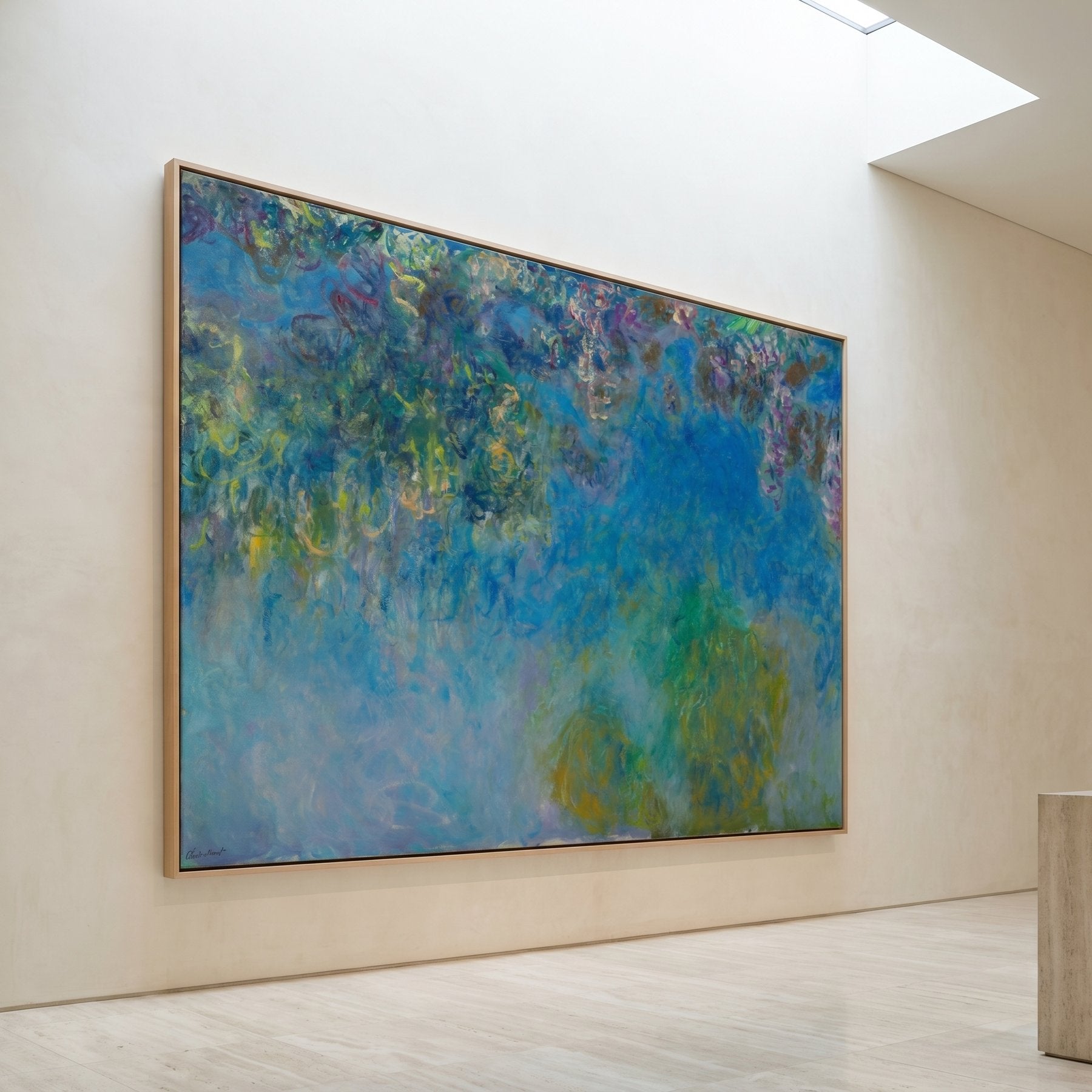 Wisteria Large Floral canvas wall art framed and hung on a wall by Claude Monet
