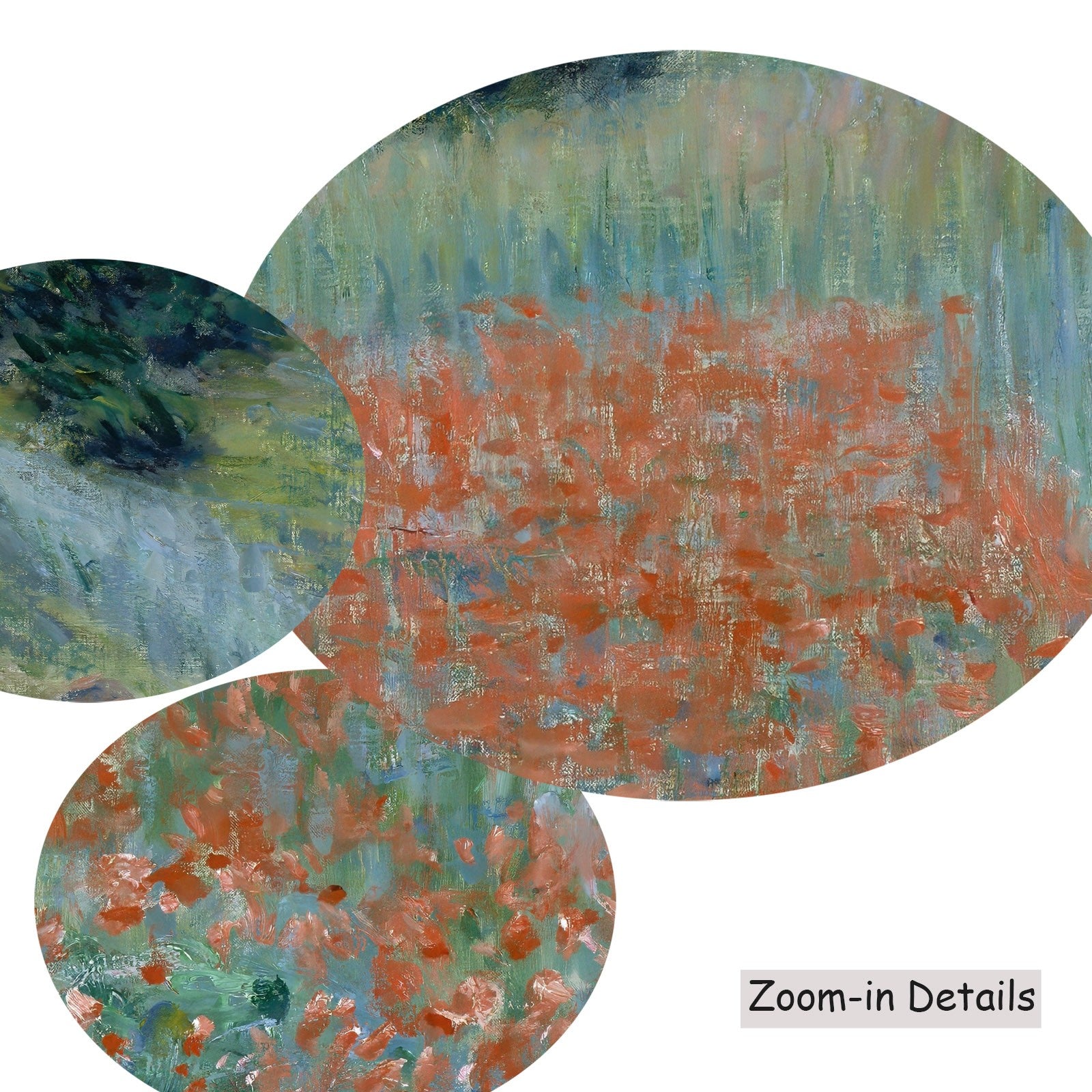 Poppy Field in a Hollow near Giverny canvas — close-up detail of the framed canvas print