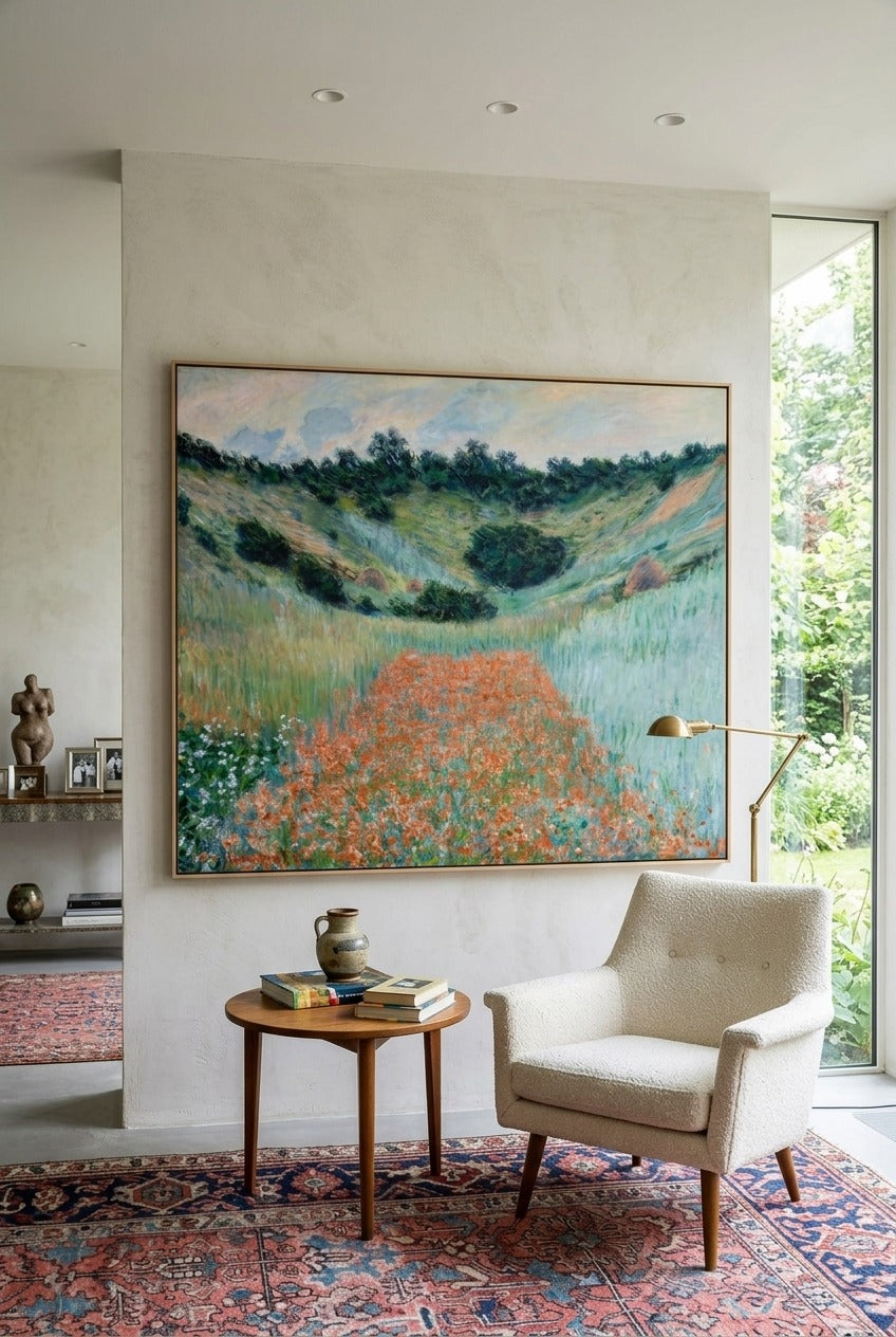 Claude Monet by Claude Monet — large green and light blue Impressionist canvas art displayed on a wall