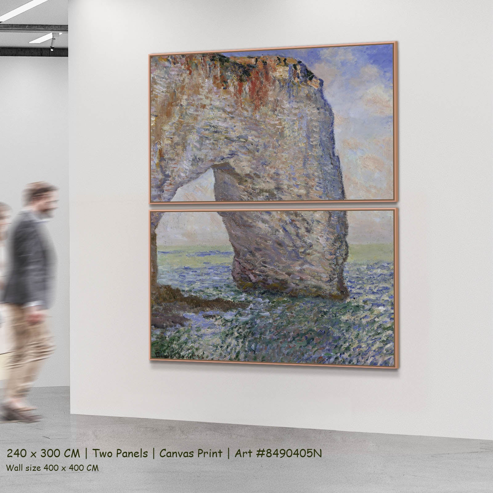 The Manneporte near Étretat Coastal two-panel canvas wall art set, 240 × 300 cm