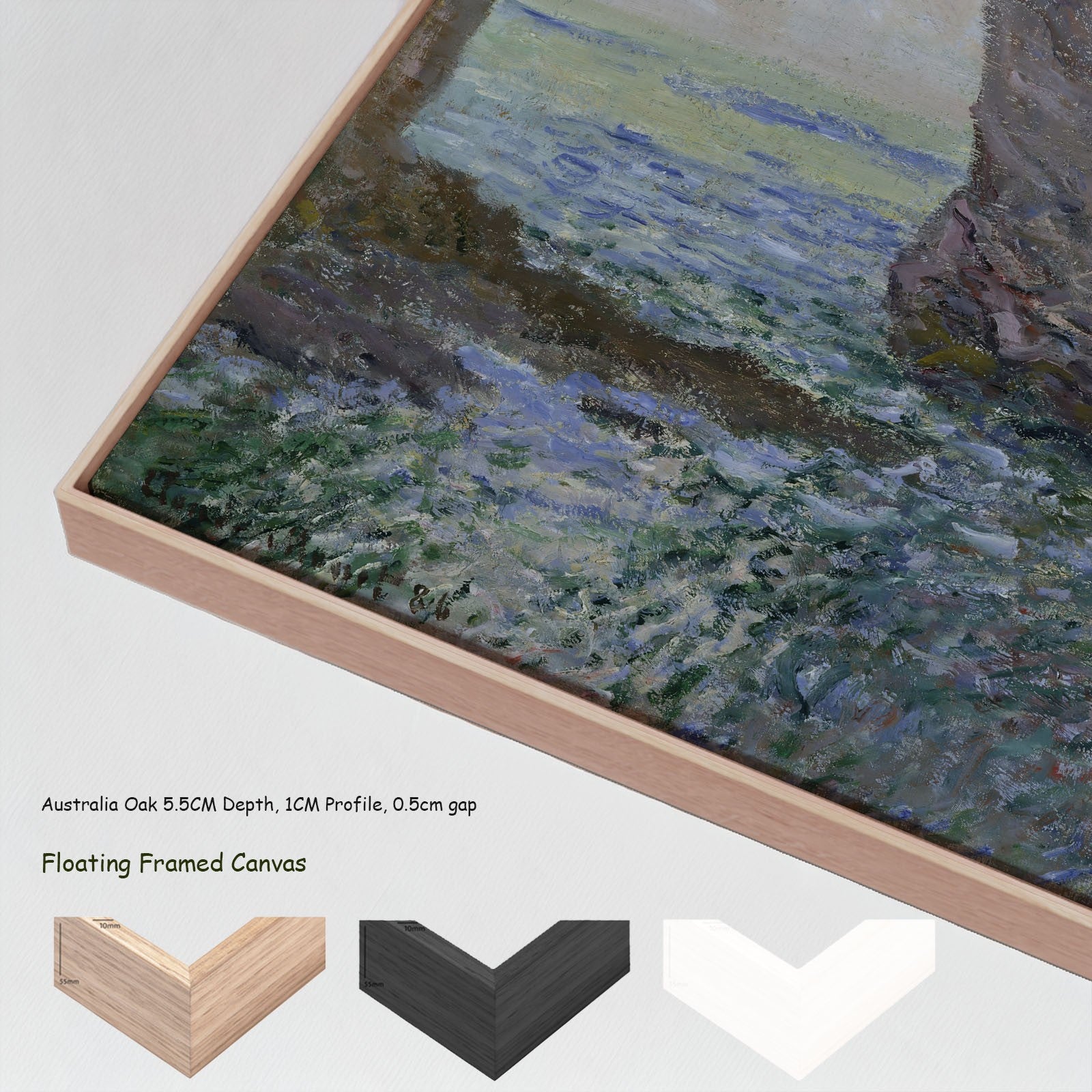 The Manneporte near Étretat canvas wall art with floating frame options