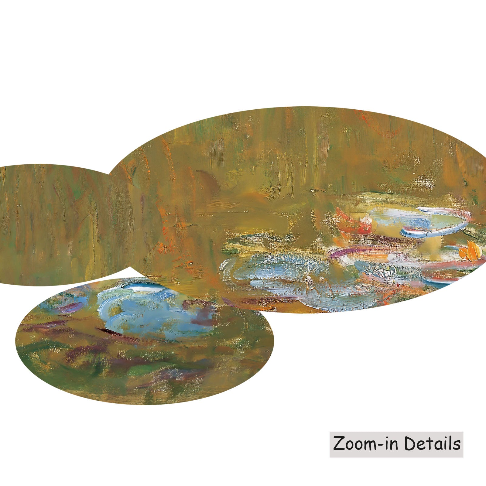 The Water Lily Pond canvas — close-up detail of the framed canvas print