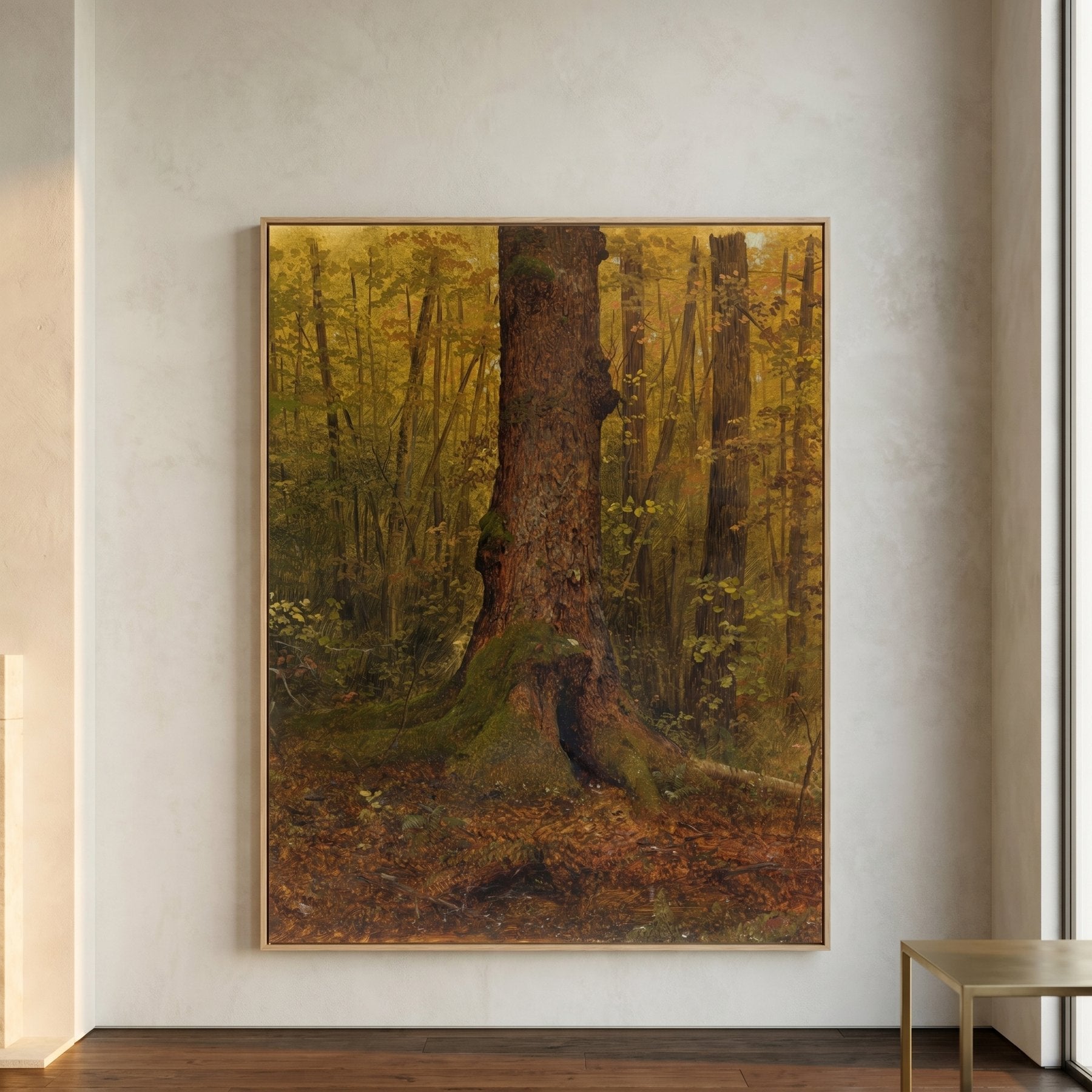 In the Woods, Maine Tall Forest Landscape canvas wall art framed and hung on a wall by Frederic Edwin Church