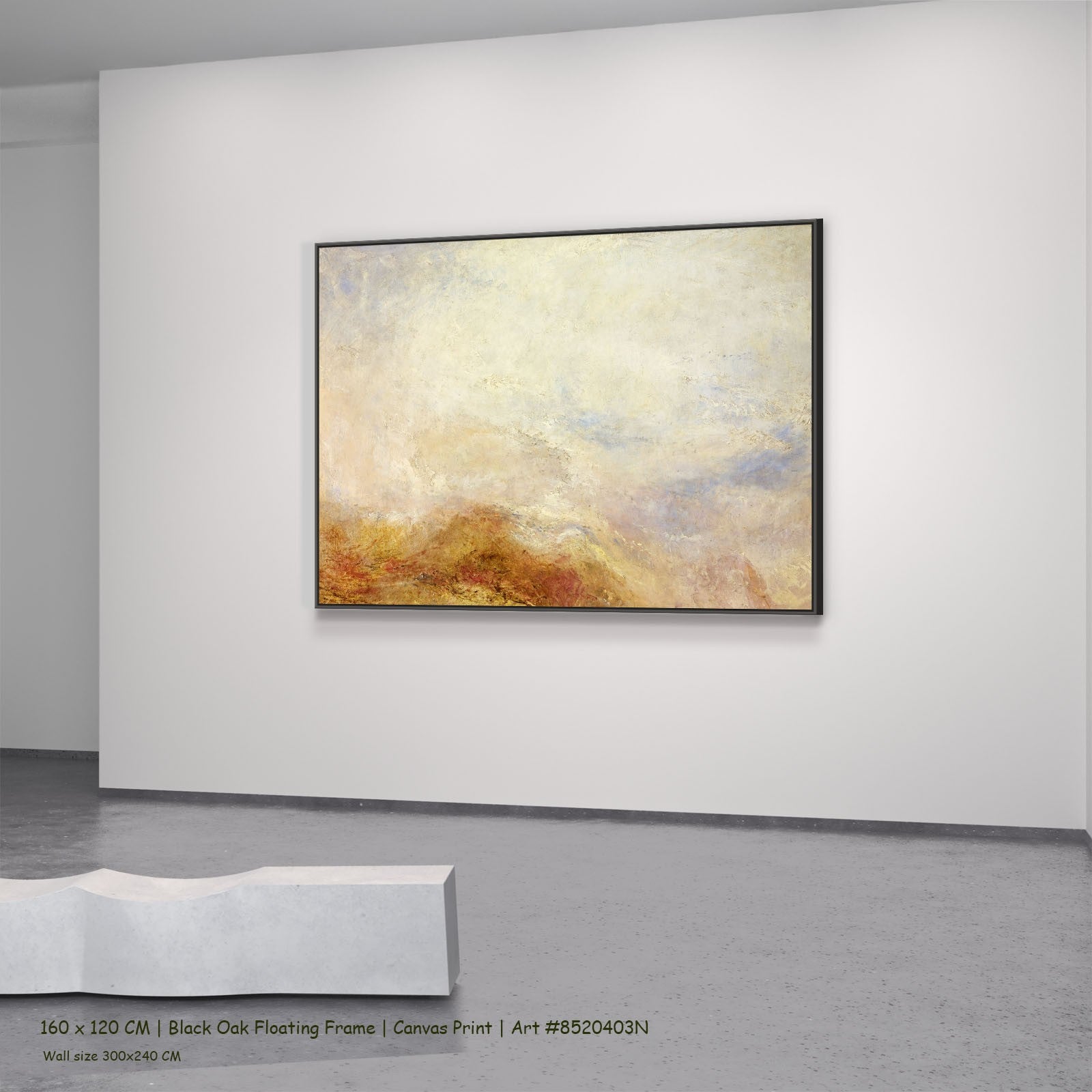 A Mountain Scene, Val d'Aosta Landscape canvas wall art in a black oak floating frame, 200 × 150 cm