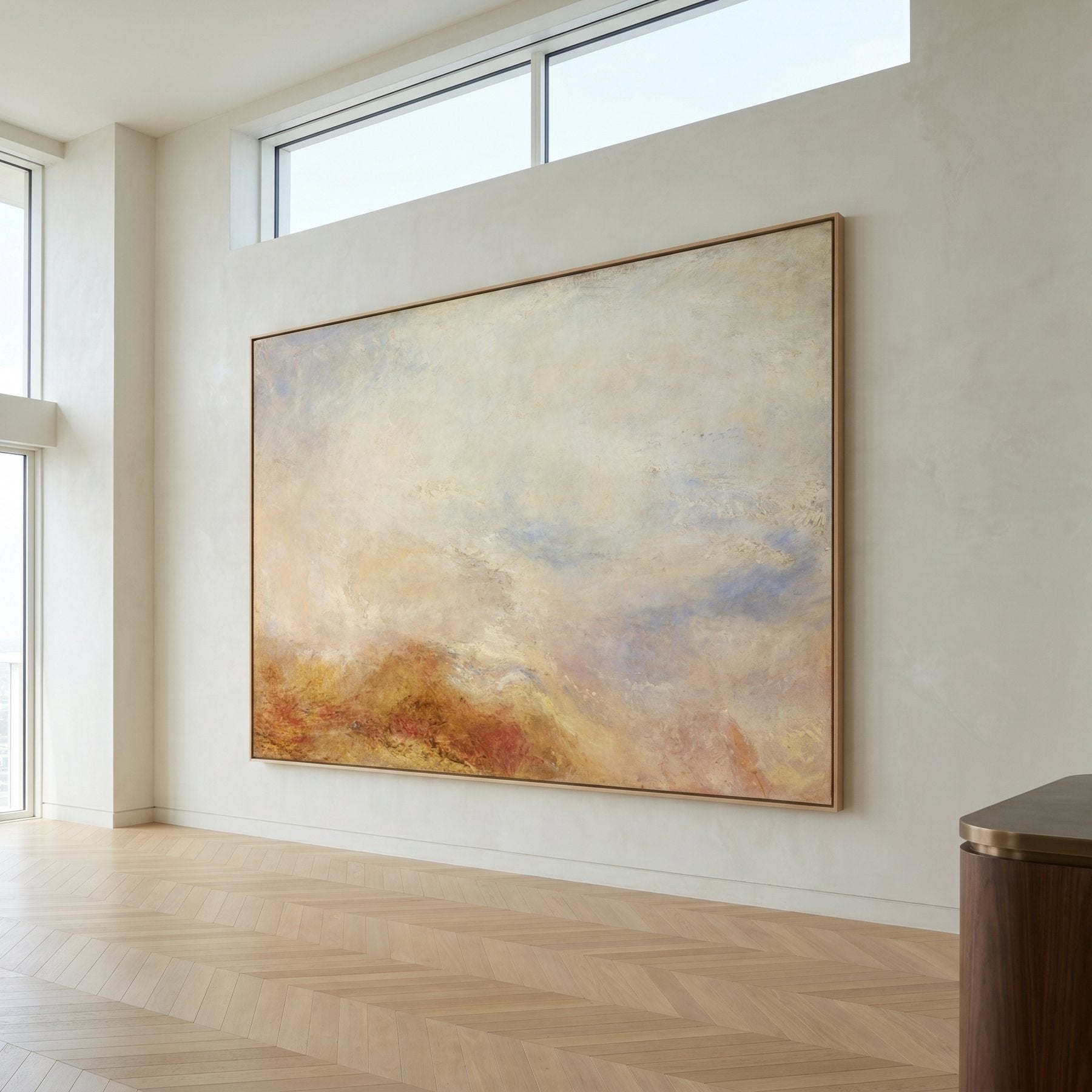 A Mountain Scene, Val d'Aosta Large Mountain Landscape canvas wall art framed and hung on a wall by J.M.W. Turner