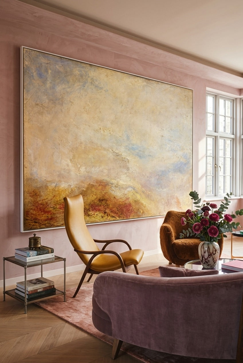 J.M.W. Turner by J.M.W. Turner — large yellow and white Landscape canvas art displayed on a wall