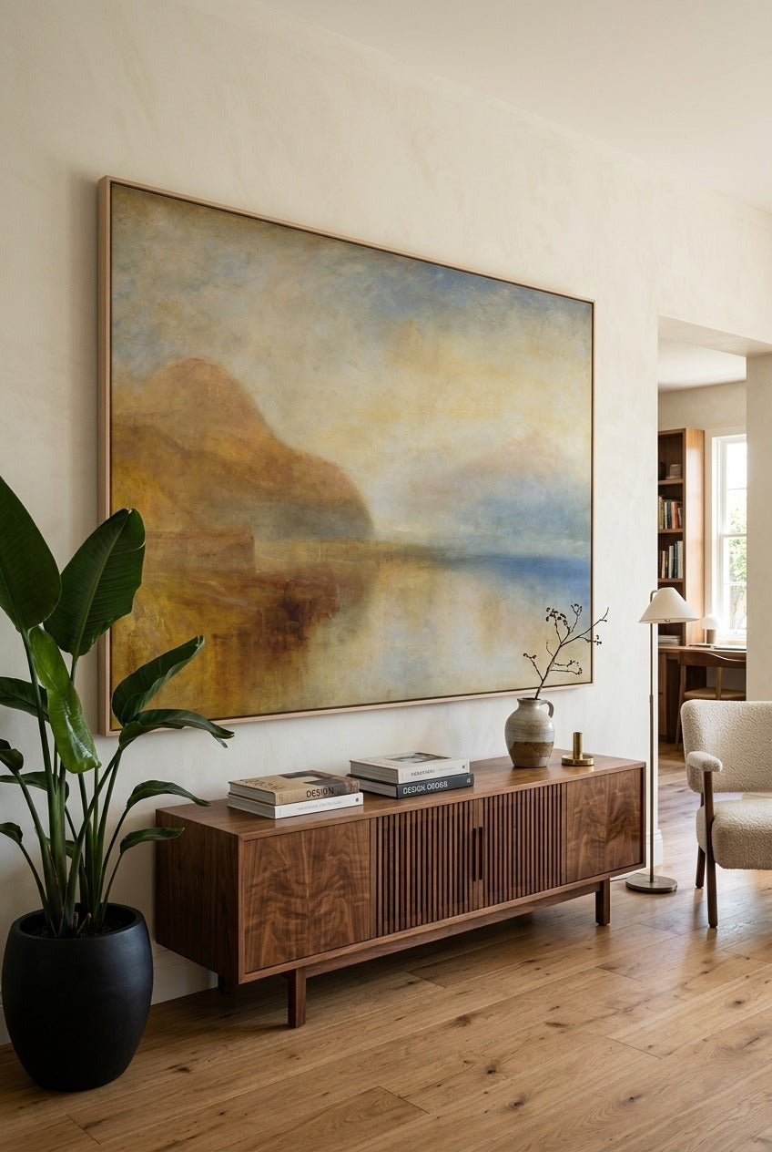 J.M.W. Turner by J.M.W. Turner — large gold and grey canvas art displayed on a wall