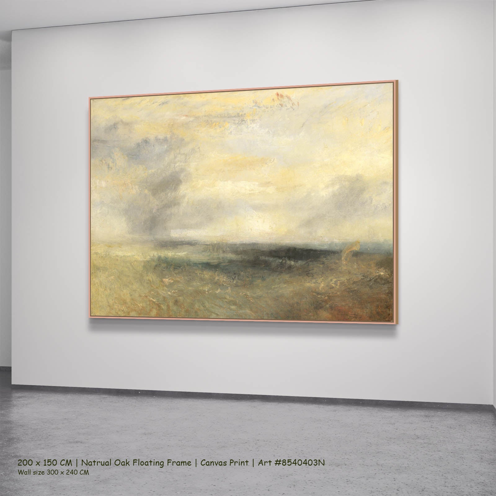 Margate, from the Sea Seascape canvas wall art in a natural oak floating frame, 200 × 150 cm