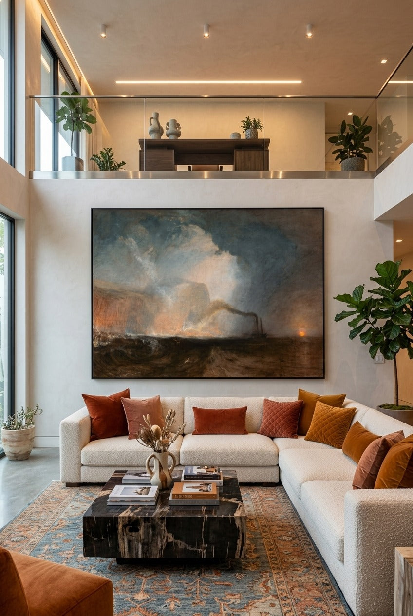 J.M.W. Turner by J.M.W. Turner — large brown and grey canvas art displayed on a wall