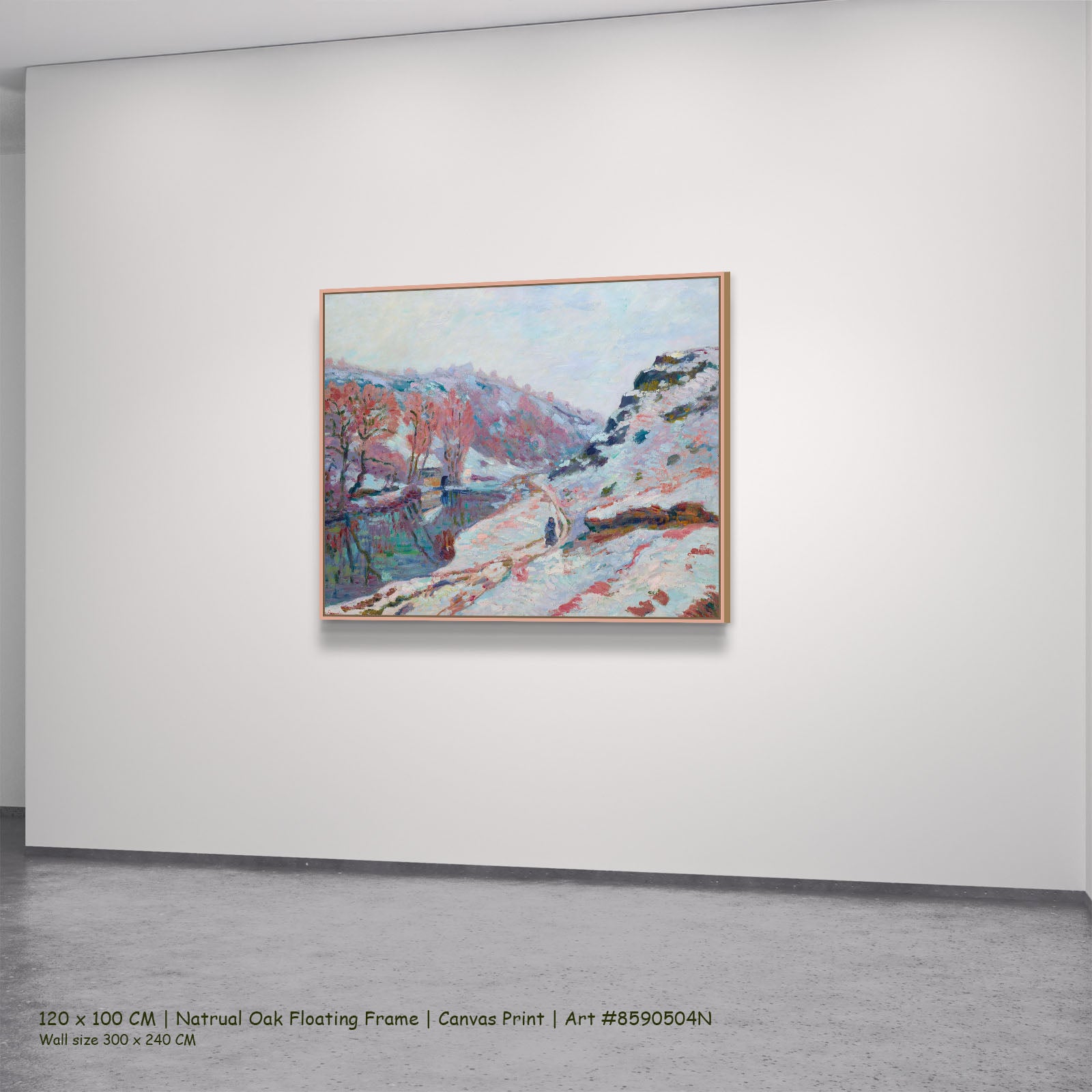 La Vallée de la Sédelle sous by Armand Guillaumin in a natural oak floating frame, large blue and pink Impressionist canvas