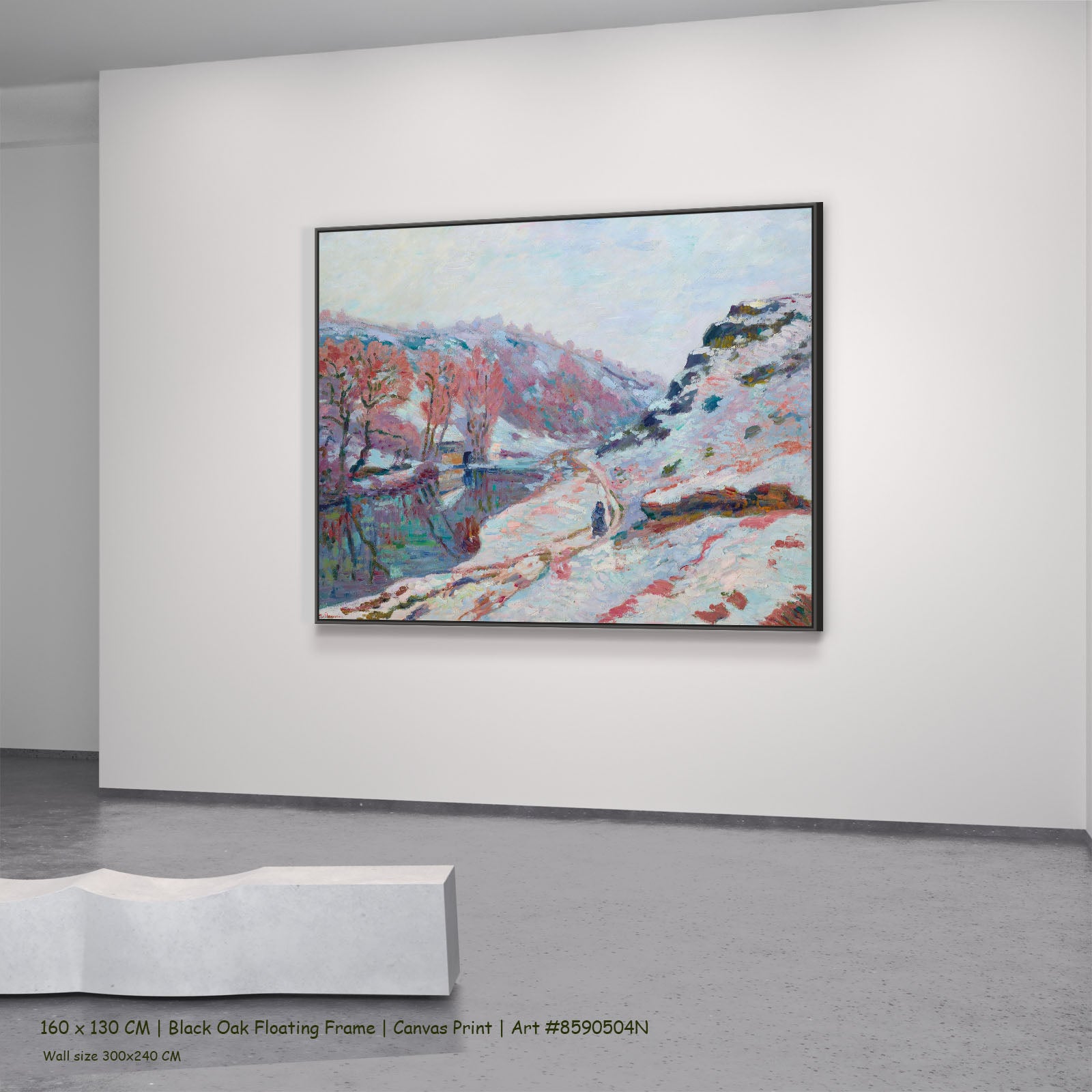 La Vallée de la Sédelle sous by Armand Guillaumin in a black oak floating frame, large blue and pink Impressionist canvas