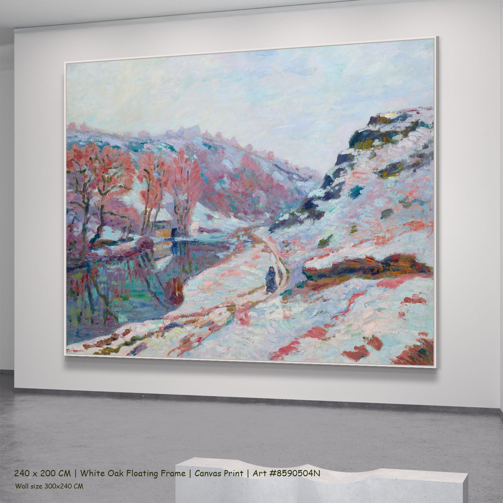 La Vallée de la Sédelle sous by Armand Guillaumin in a white oak floating frame, large blue and pink Impressionist canvas