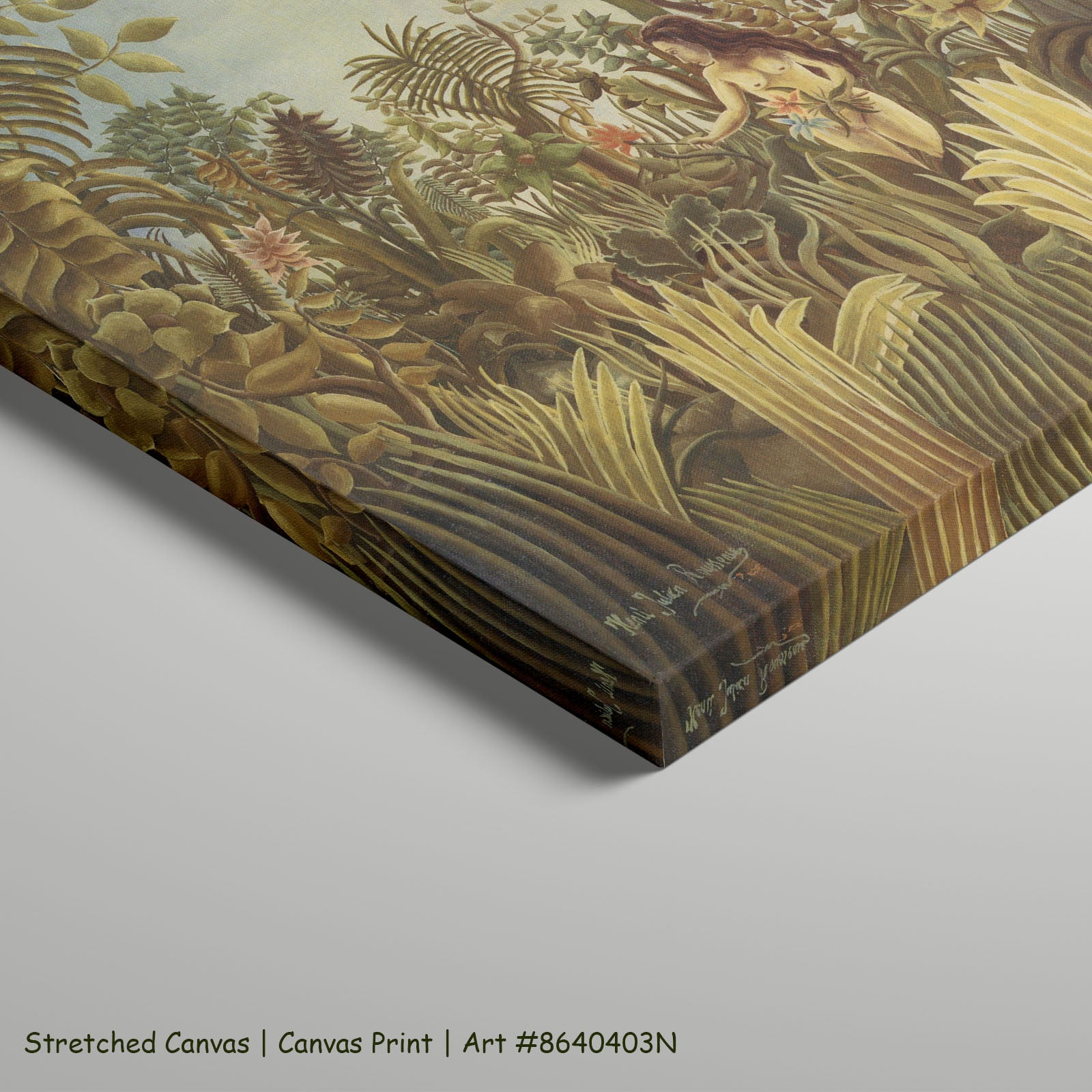 Eve by Henri Rousseau as a large stretched gold and olive Jungle canvas print