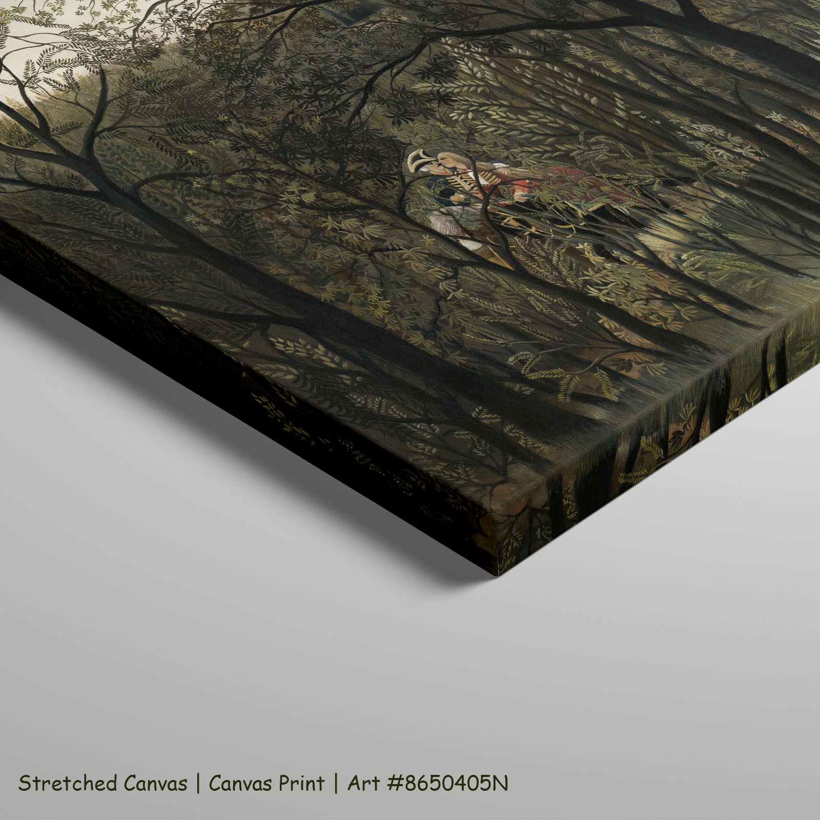 Rendezvous in the Forest by Henri Rousseau as a large stretched olive and brown Jungle canvas print