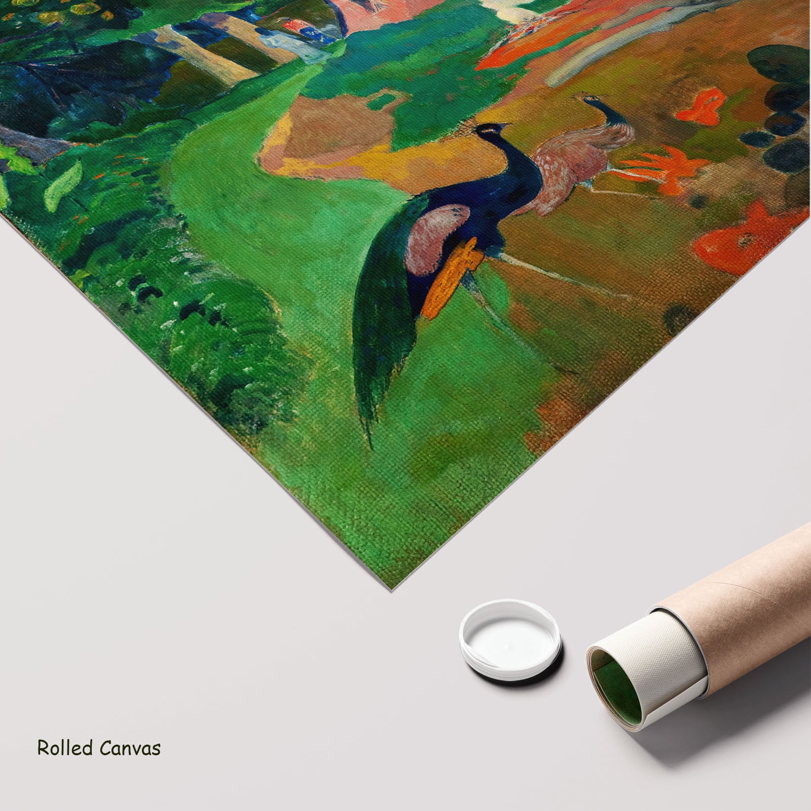 Matamoe by Paul Gauguin as a large rolled green and gold Impressionist canvas print