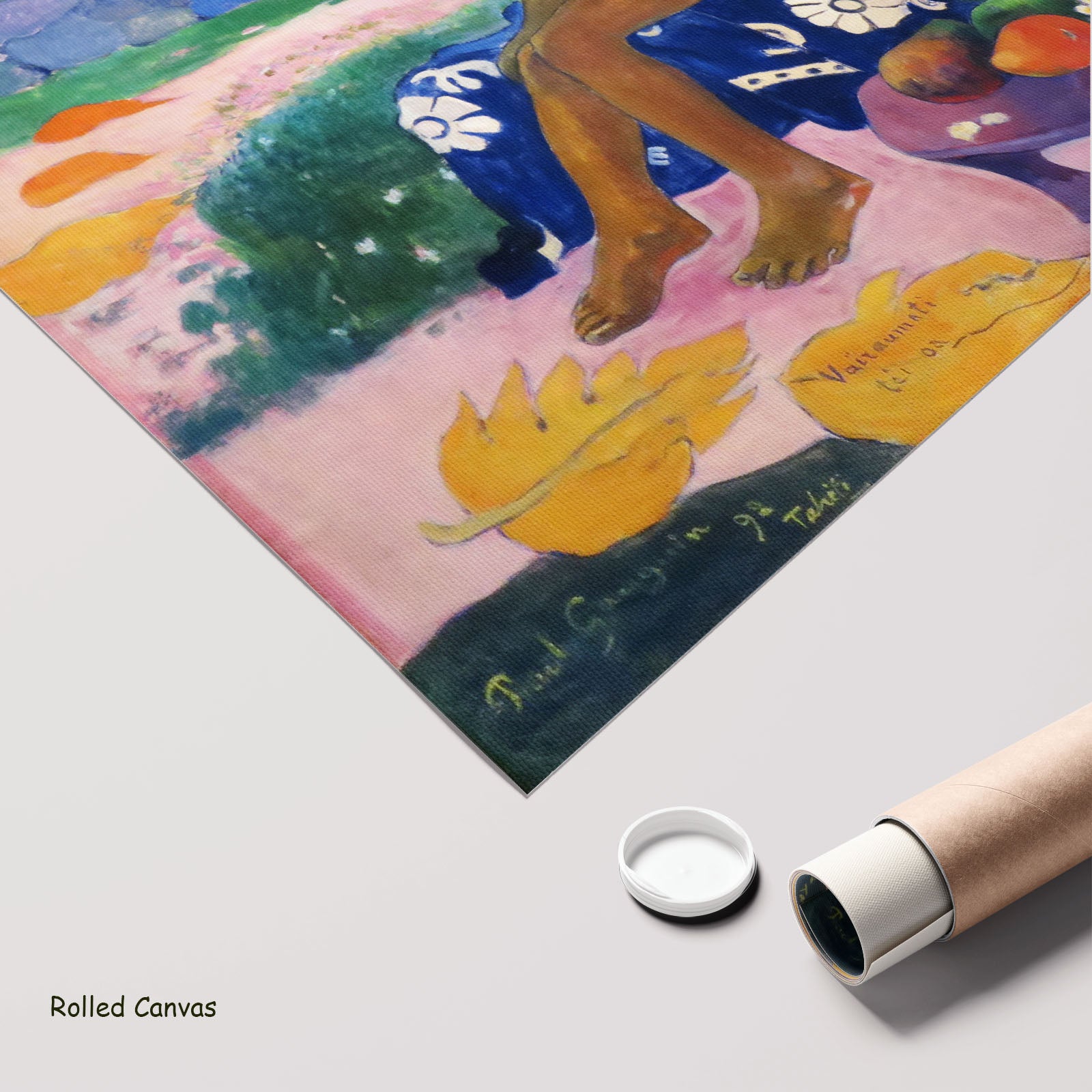 Vairaumati tei oa by Paul Gauguin as a large rolled blue and gold Impressionist canvas print